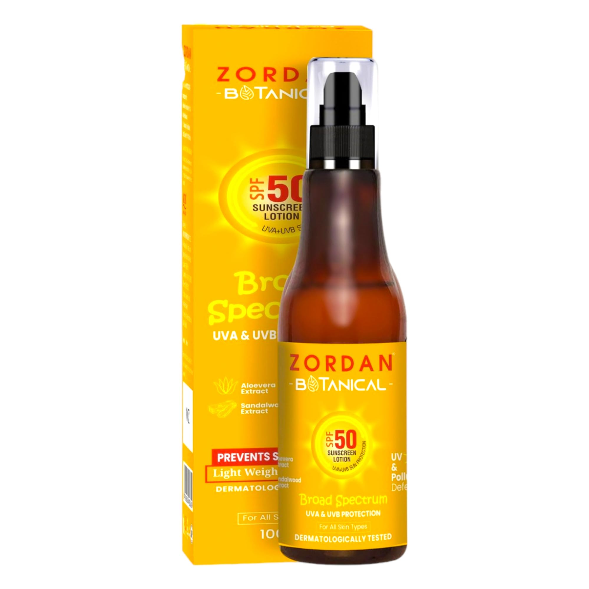 Zordan SPF 50 Sunscreen Lotion I Broad Spectrum I UVA & UVB Protection I Light Weight & Non Sticky I PA++++
