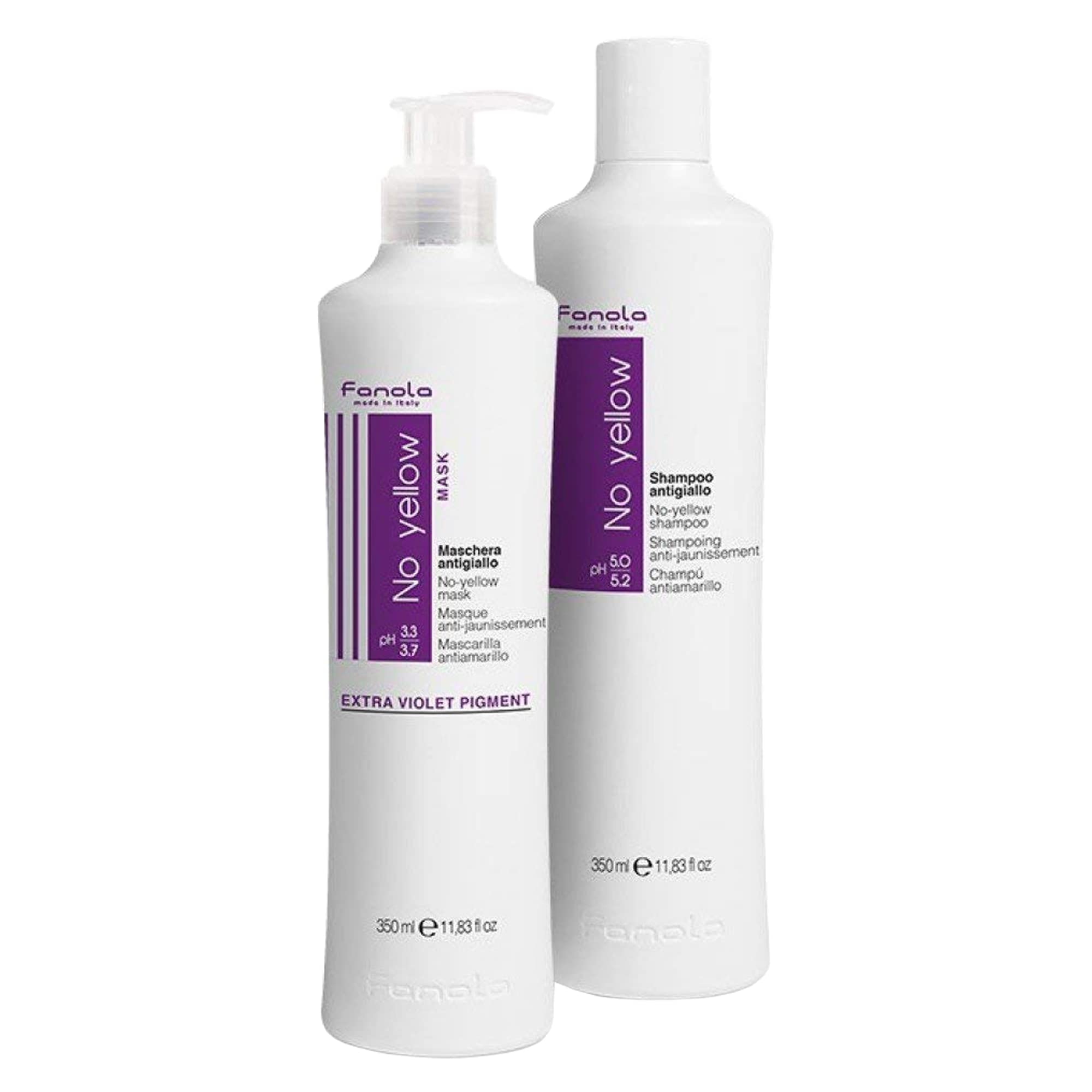 Fanola No Yellow Shampoo & Mask 11.8 oz / 2pk - Purple Anti-Brass Toner for Blonde, Silver, Gray & Highlighted Hair - Color Depo
