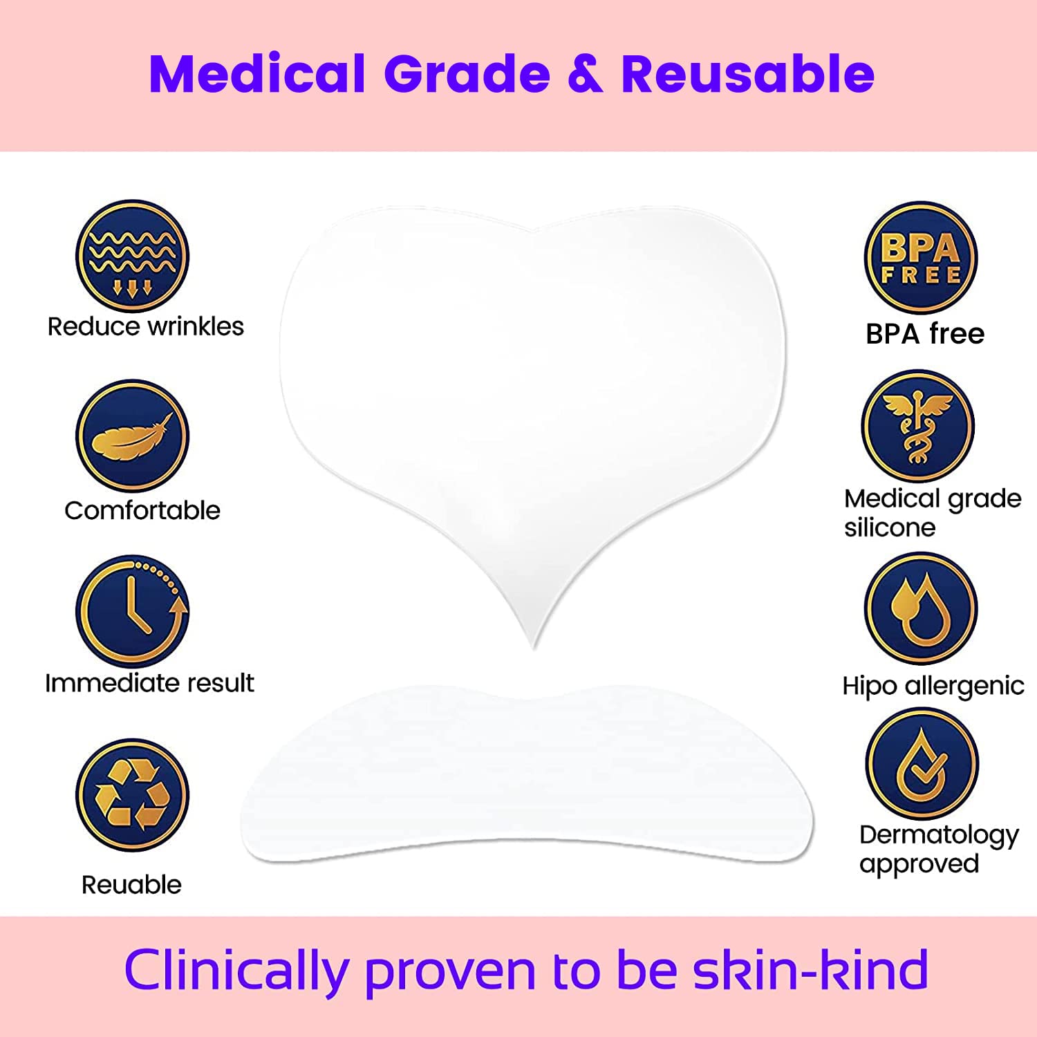 Skywee Professional Products Anti Wrinkle Chest Silicone Pad, Resuable And 100% Medical Grade D  Collet   Anti Wrinkle Patches,