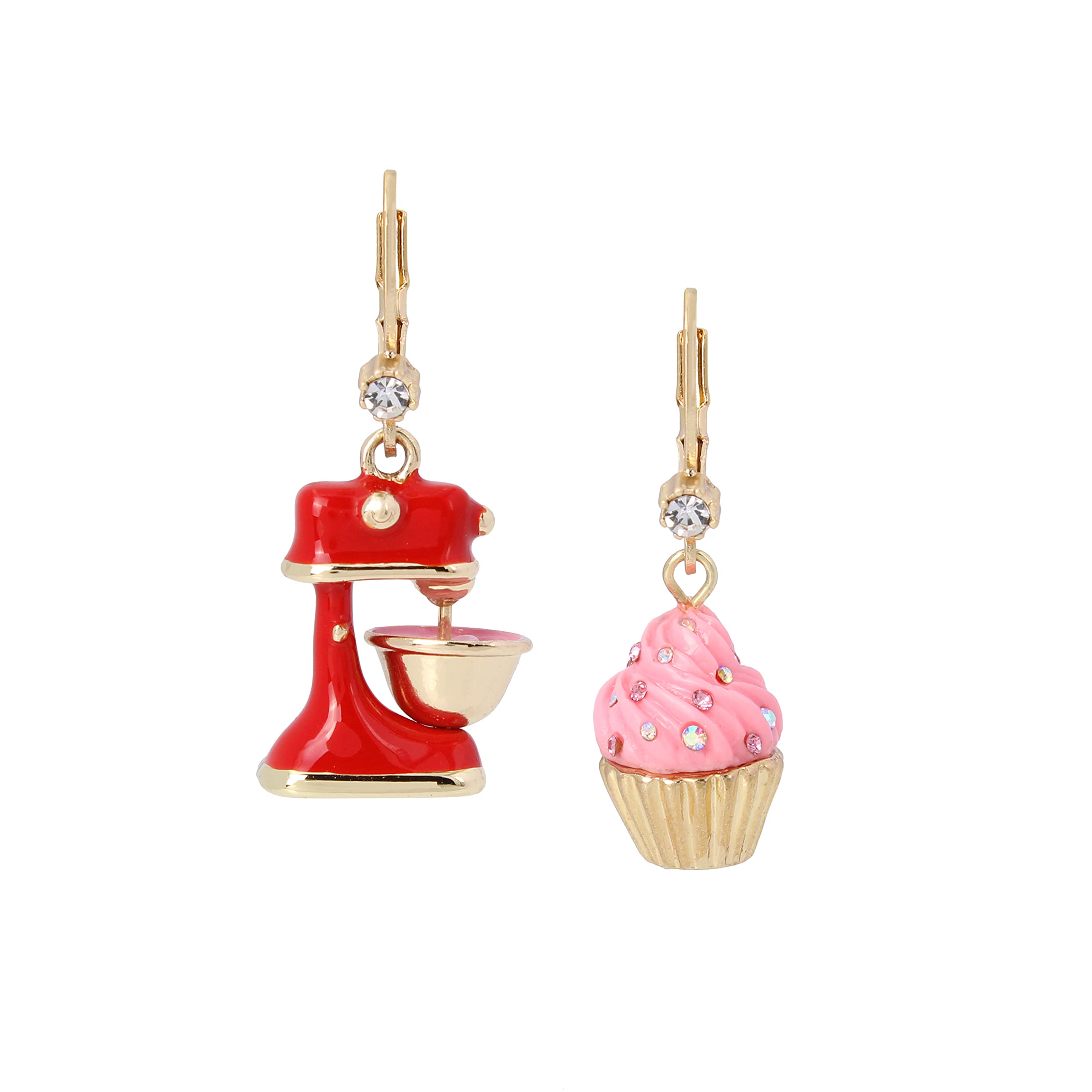 Betsey Johnson Cupcake Non-Matching Lever Back Earrings Multi One Size
