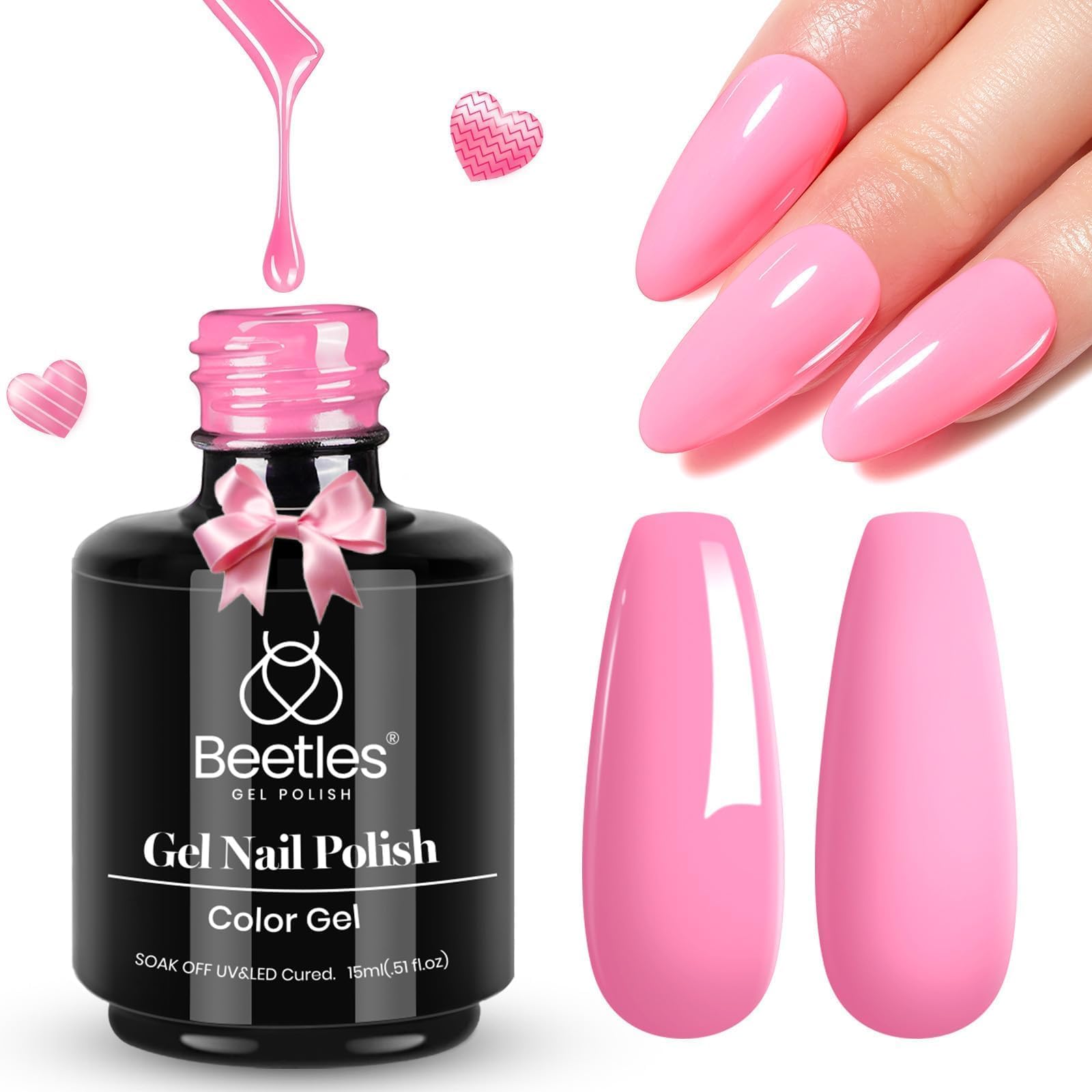 Beetles Pink Gel Nail Polish 1 Pcs 15ml Light Pink Nail Polish Soak Off U V LED Nail Lamp Nail Art Manicure Salon DIY Home Gift 