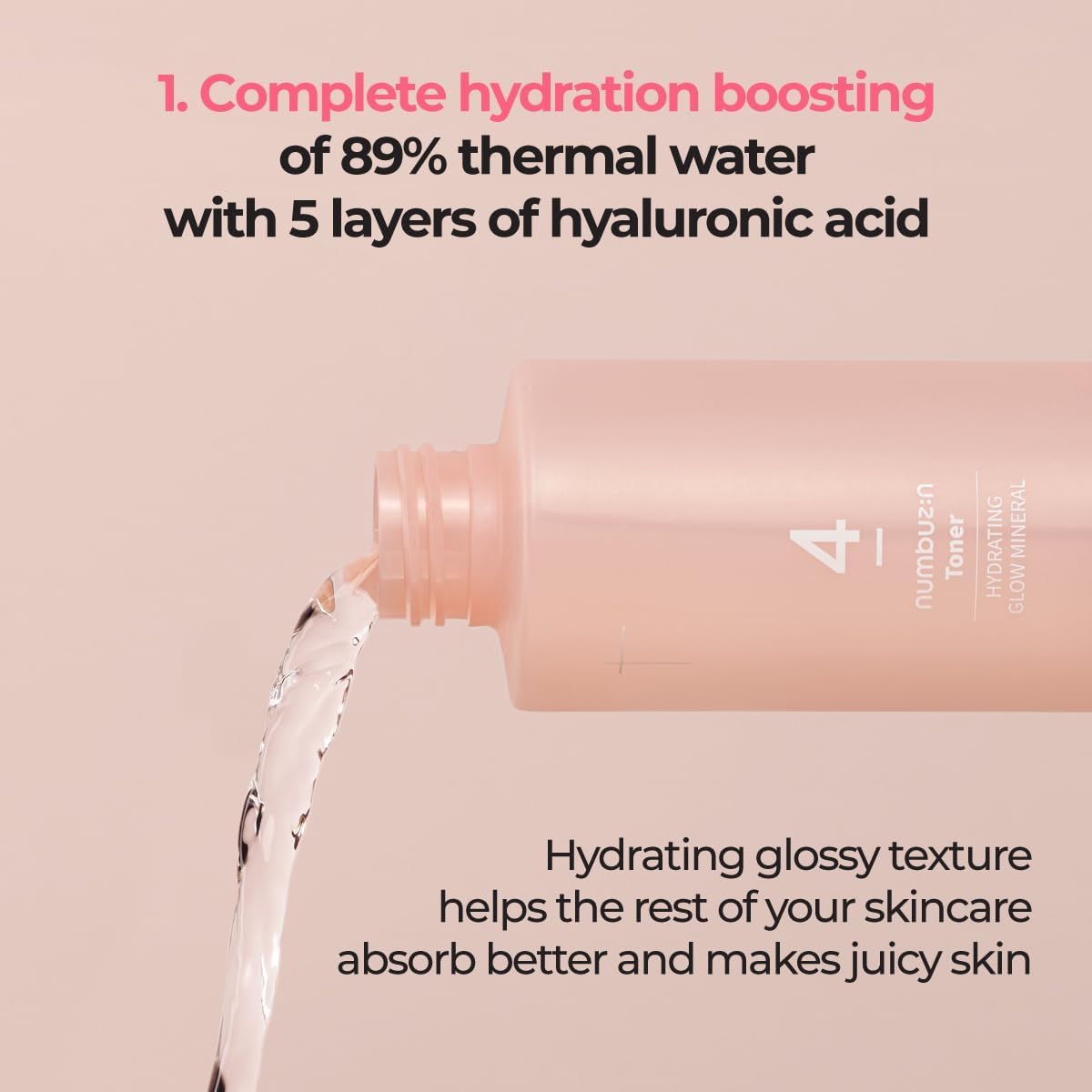 Numbuzin No.4 Hydrating Glow Mineral Toner | Thermal Water, Hyaluronic Acid, Niacniamide | Deep Hydration, Glowy Skin, Makeup Bo
