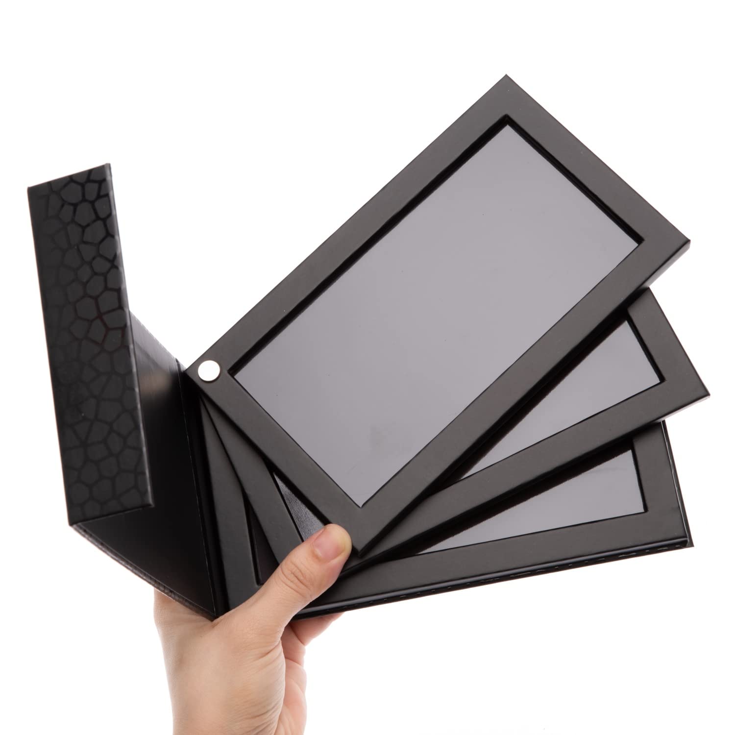 Allwon 3-Layer Rotation Magnetic Palette 3 In1 Empty Makeup Palette Storage Box For Eyeshadow Lipstick Blush Powder (Black)