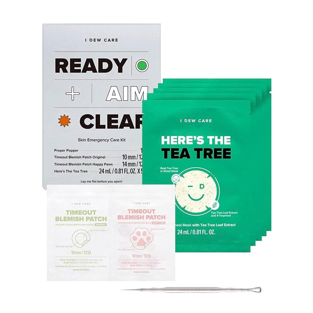 I Dew Care Blemish Emergency Skin Care Kit - Ready Aim Clear | Pimple Popper Tool | with Tea Tree Oil, Blemish Acne Patch, Face 