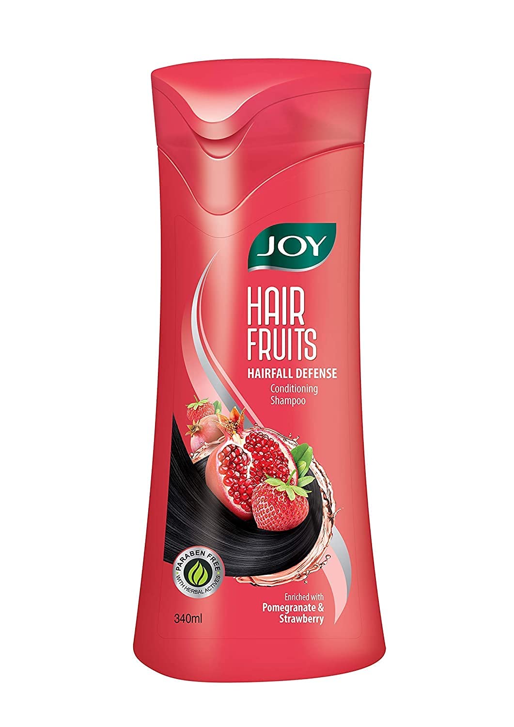 Joy Hair Fruits Hairfall Defense Conditioning Shampoo, Enriched With Pomegranate And Strawberry, Paraben-Free, 340Ml - Anti-Hair