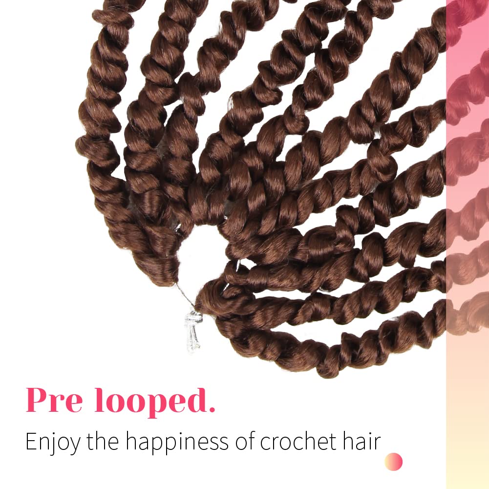 The BOHOBABE Crochet Passion Twist Hair Pretwisted 10 Inch Short Pre-looped Passion Twist Crochet Braiding Hair 8 Packs (30#)