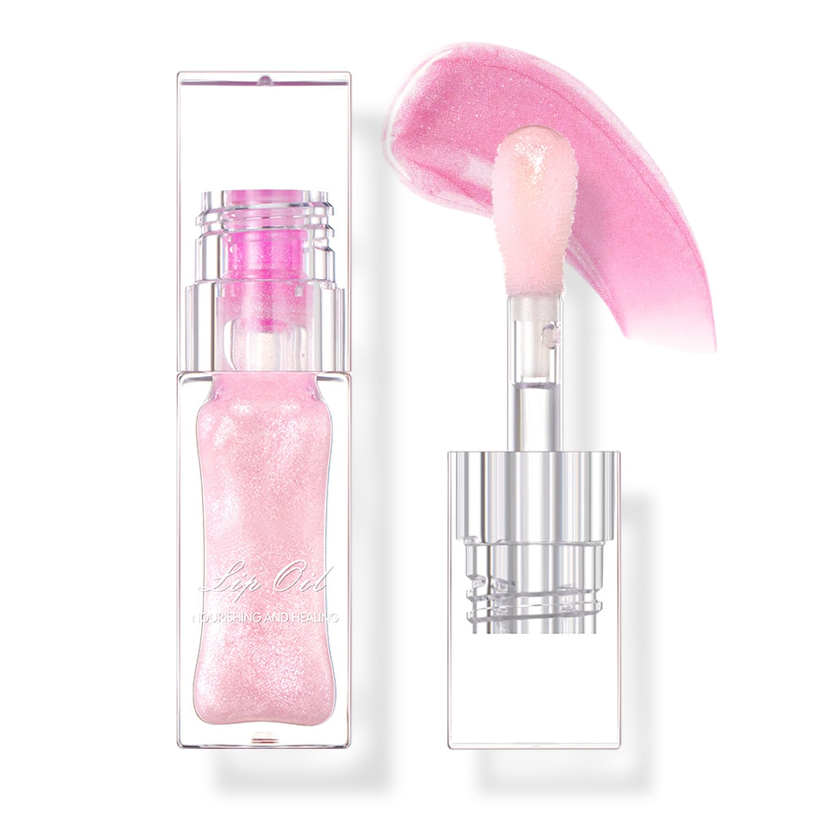 CAHIUYOA Magic Color Changing Lip Oil Hydrating Plumping Lip Oil Tinted Lip Gloss Lip Balm Shimmer Non-sticky Lip Glow Oil Trans