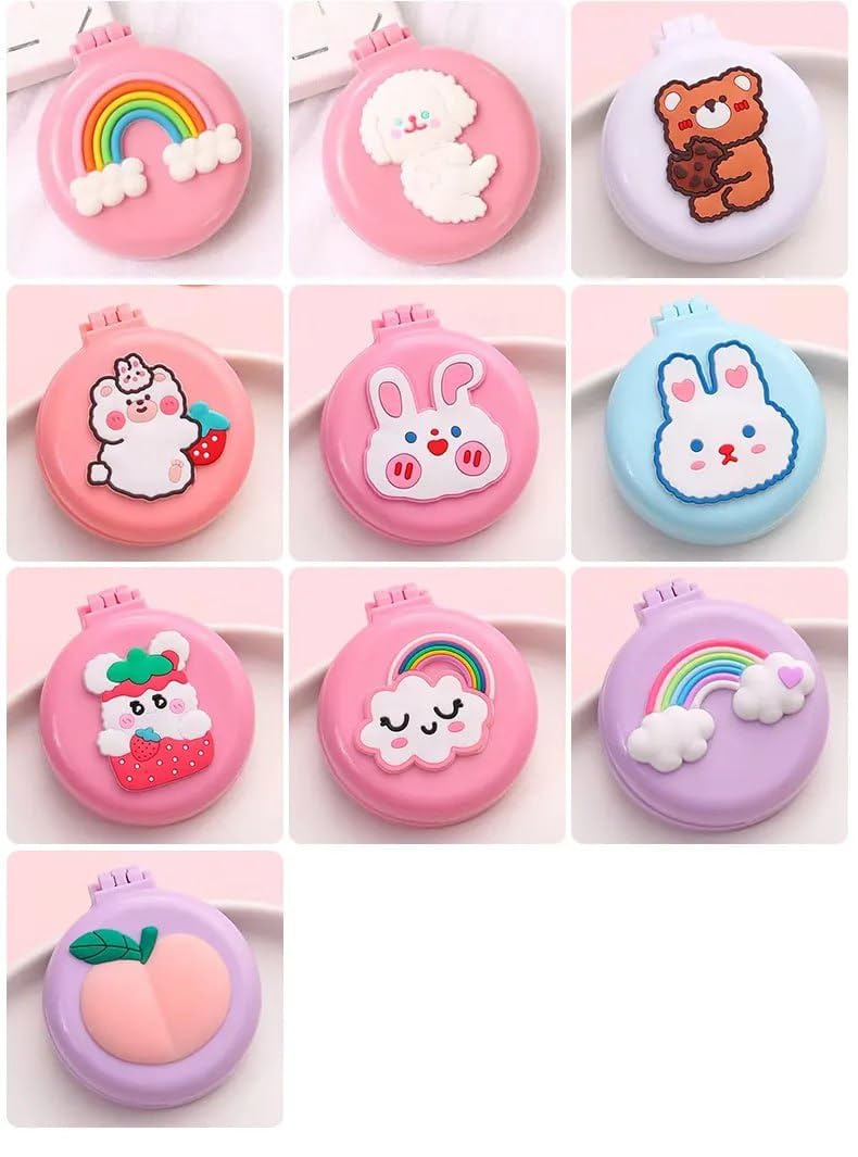 Vajasil Folding Hair Brush Makeup Mirror Pocket Magic Mini Hair Comb Travel Candy Various Cartoon Fashion Style Compact Beautifu