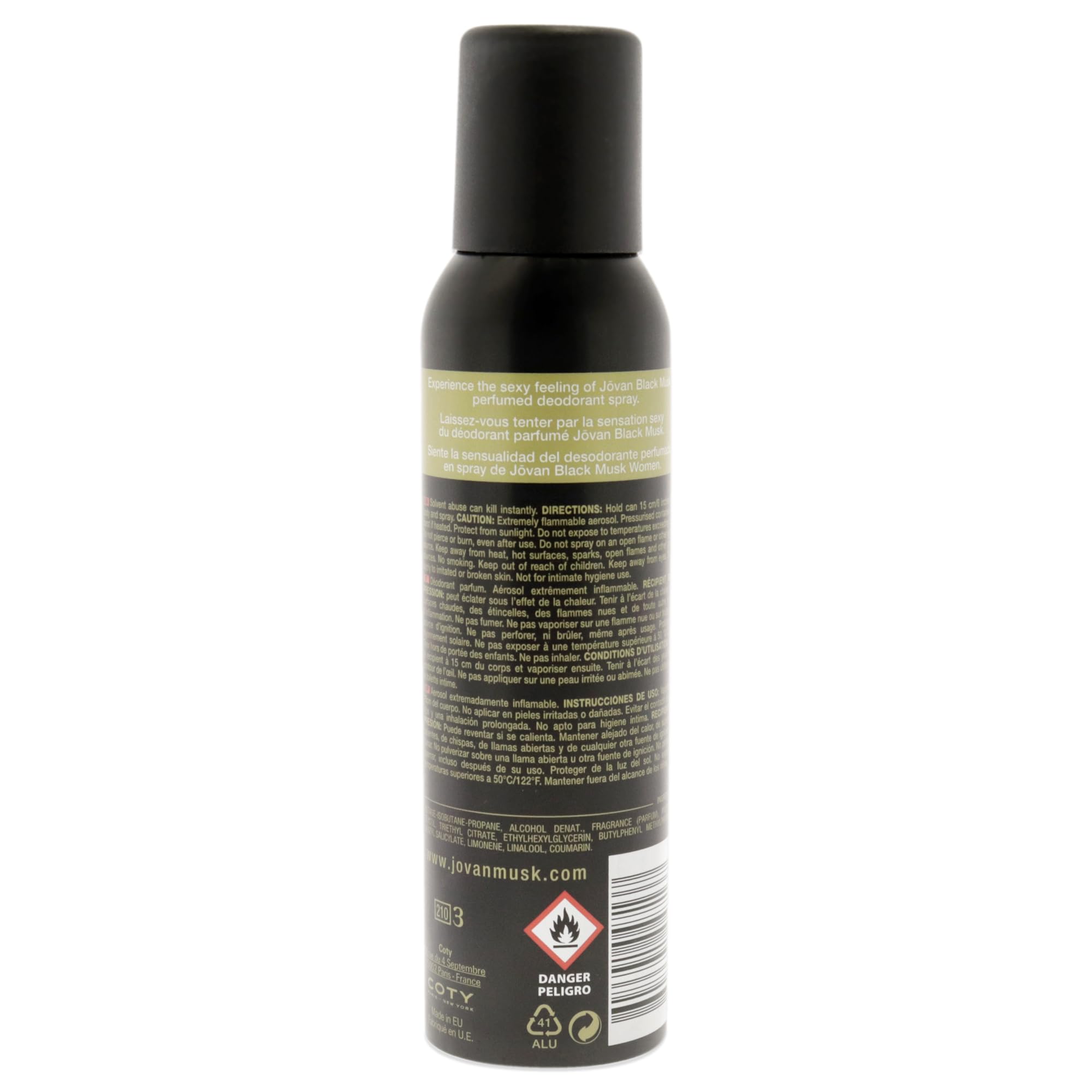 Jovan Deodorant Spray For Women, Black Musk, 5 Ounce