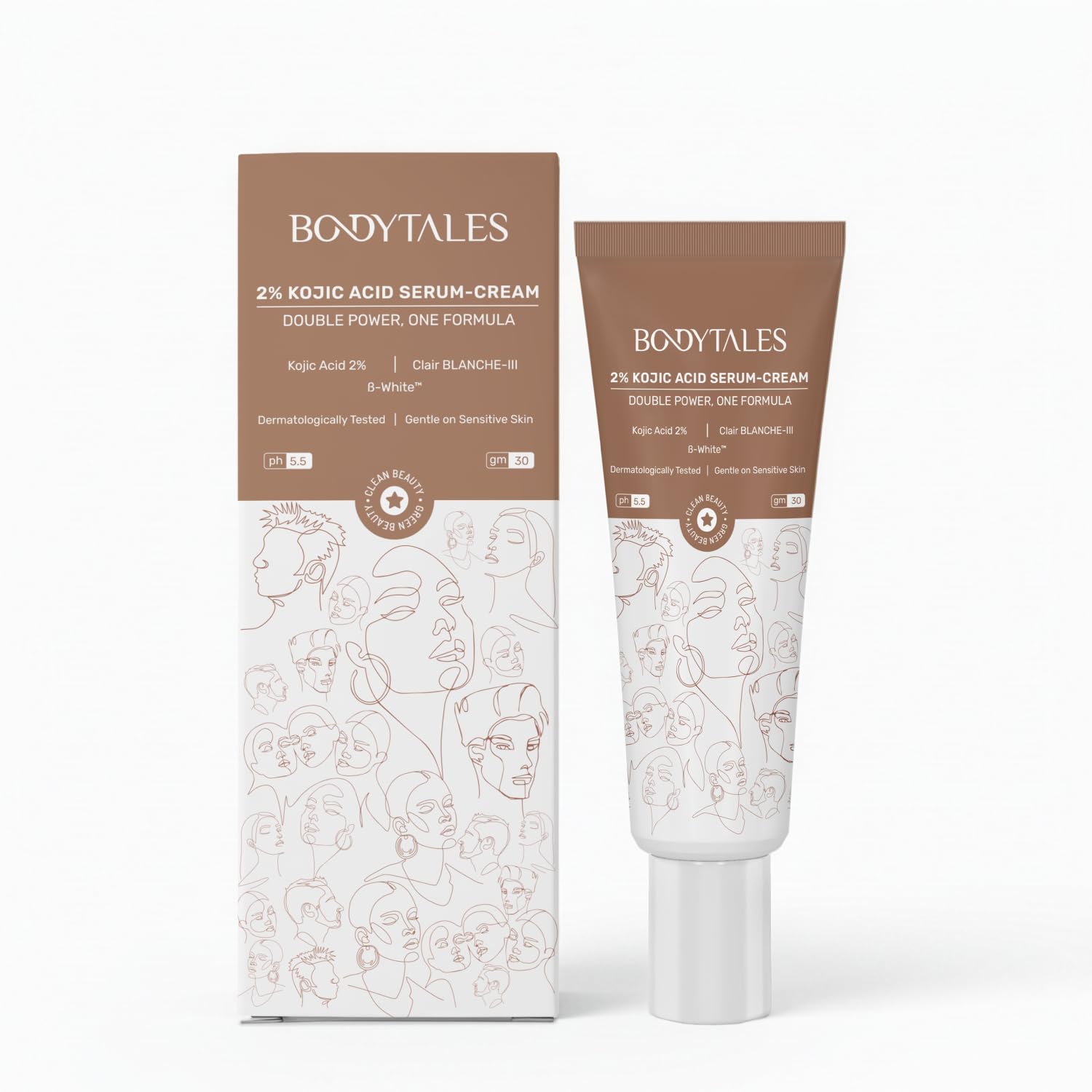 Bodytales Daily 2% Kojic Acid SerumCream For Dark Spots & Pigmentation | Clair BlancheIii + BWhite + Niacinamide | Fades Acne