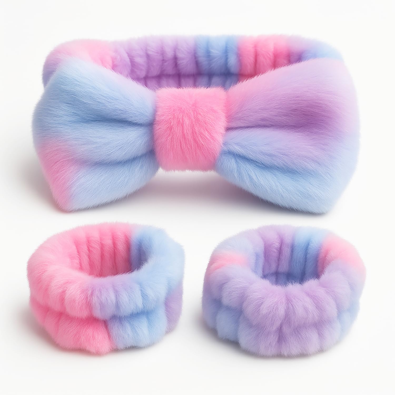 Trendy Spa Headbands & Wristbands Set  Soft, Stretchy Headband For Washing Face, Makeup & Skincare Routine