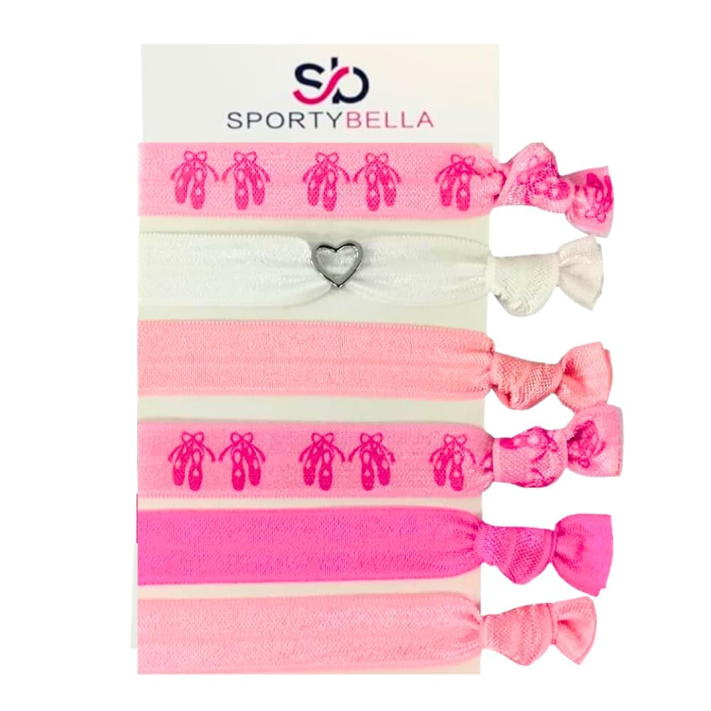 Infinity Collection Dance Hair Ties (Pink)- Ballerina Hair Accessories for Girls. No Crease Girls Hair Elastics. Elastic Hair Ti
