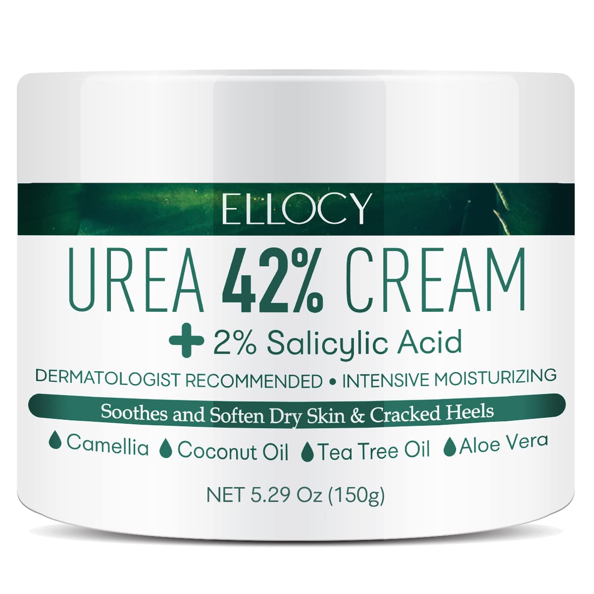 Ellocy Urea 42% Foot Cream for Dry Cracked Heels, Salicylic Acid, 5.29 Oz, Cracked Heel Repair for Dry Cracked, Callus Remover, 