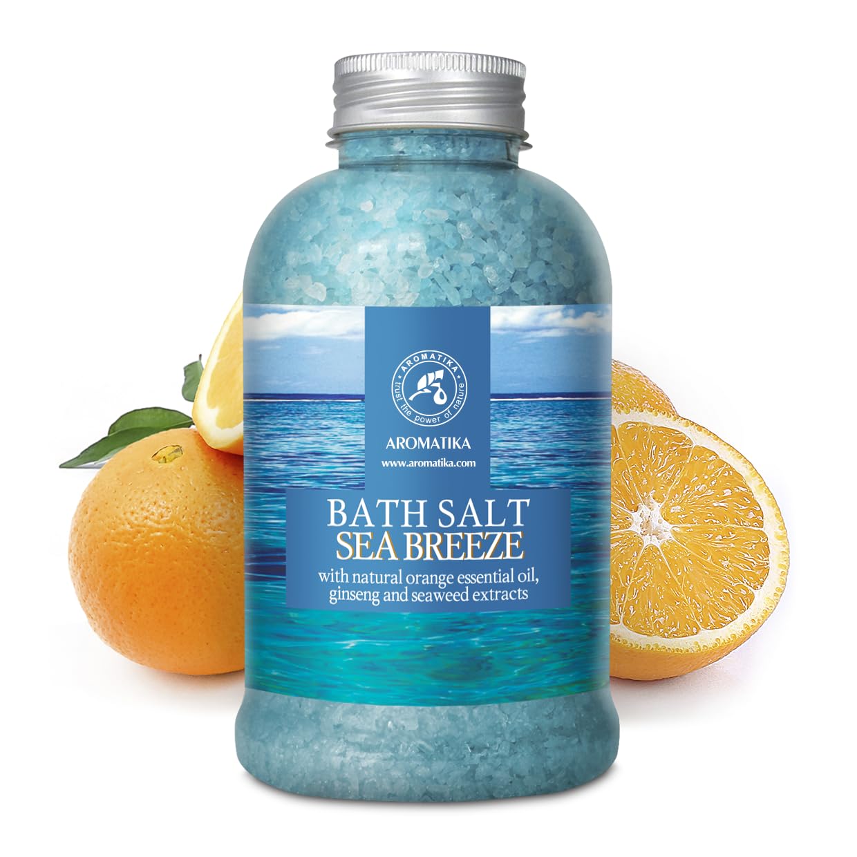 Bath Salt Sea Breeze 21.16 Oz With Natural Essential Oils Orange & Ginseng & Seaweed - Best For Good Sleep - Relaxing - Calming