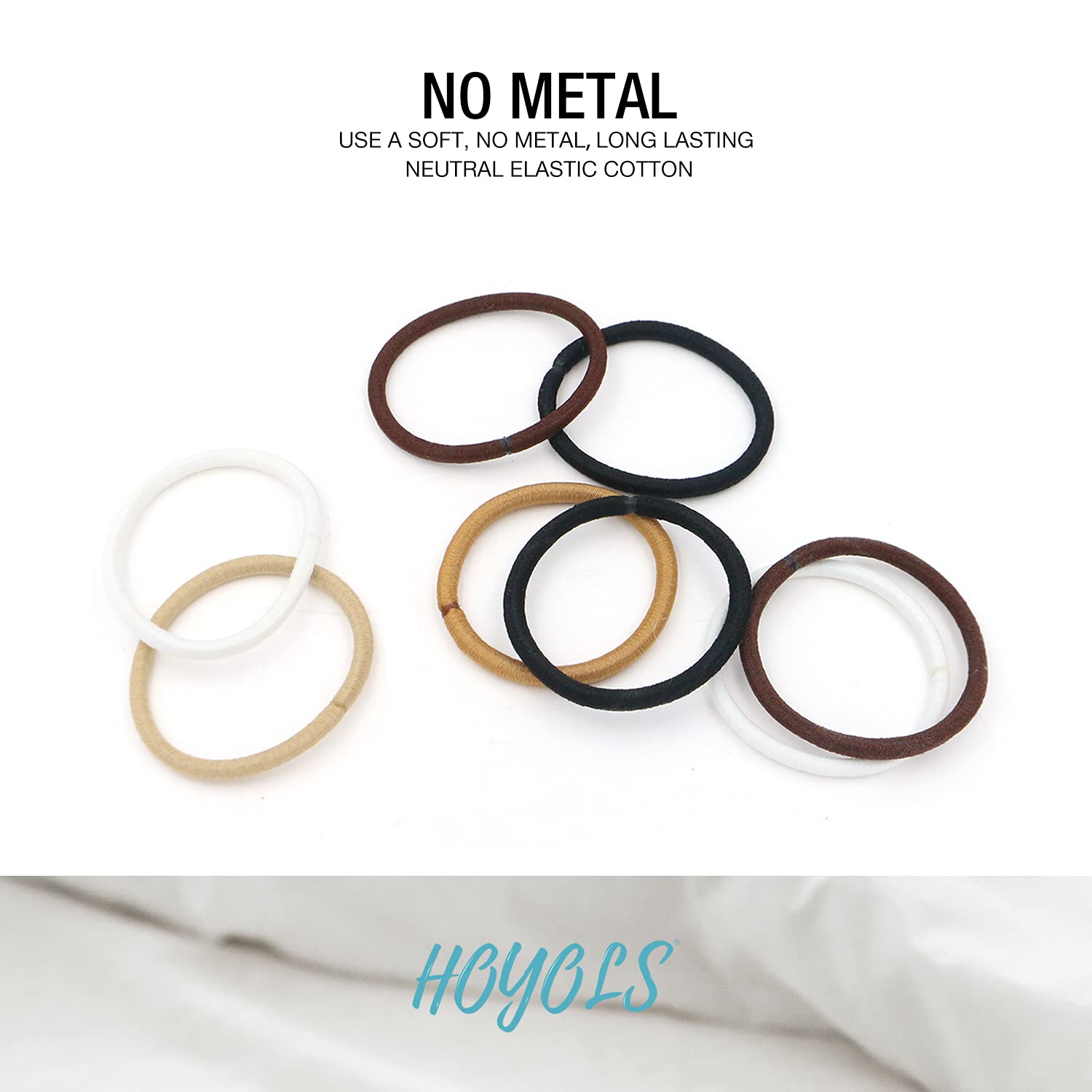HOYOLS Blonde Ponytail Holders, No Metal Elastic Hair Ties, Braided Hair Bands Scrunchies for Girl Women Medium Hair 50 Count 4m