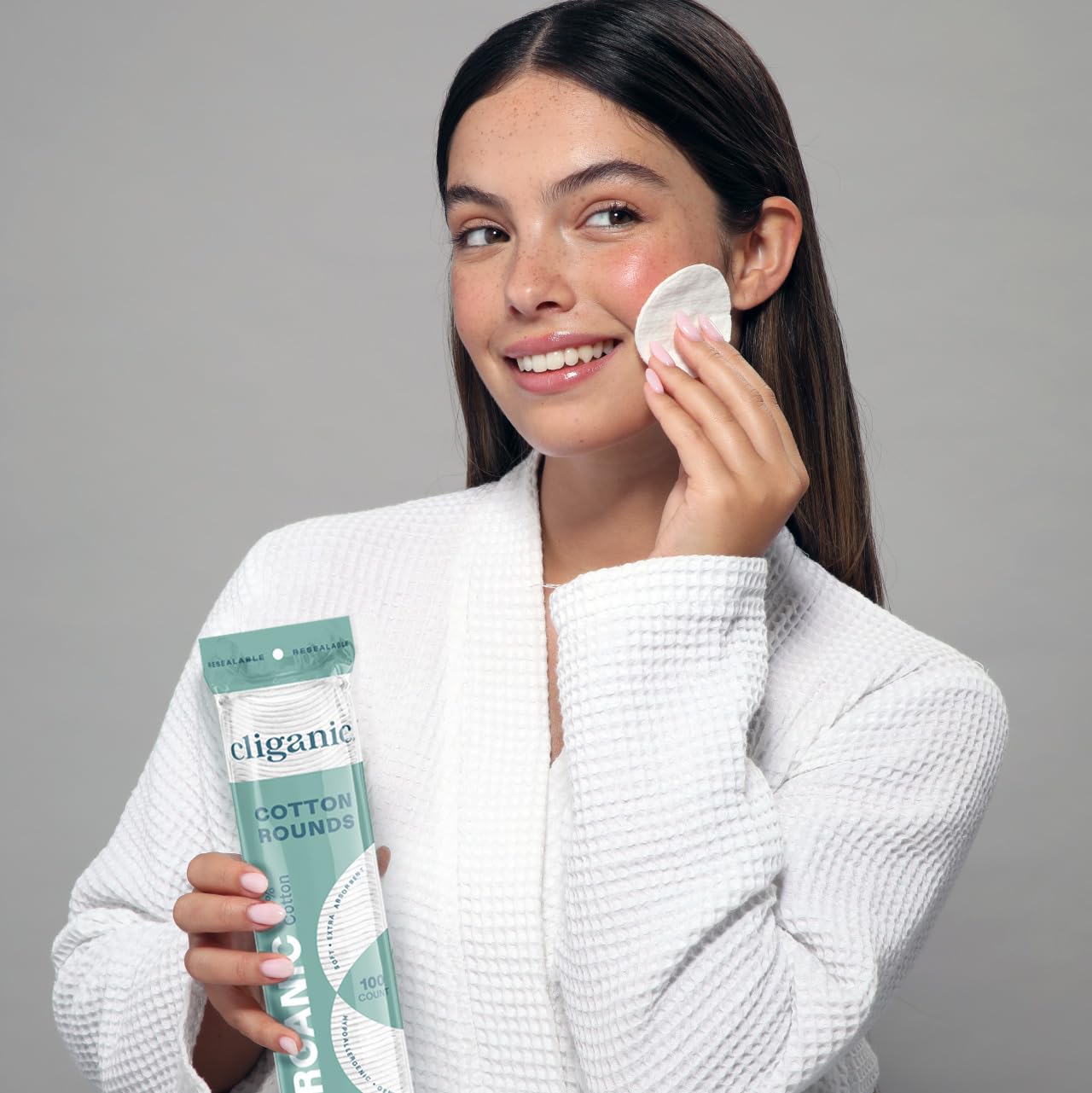 Cliganic Organic Cotton Rounds (300 Count) Makeup Remover Pads, Hypoallergenic, Lint-Free  100% Pure Cotton