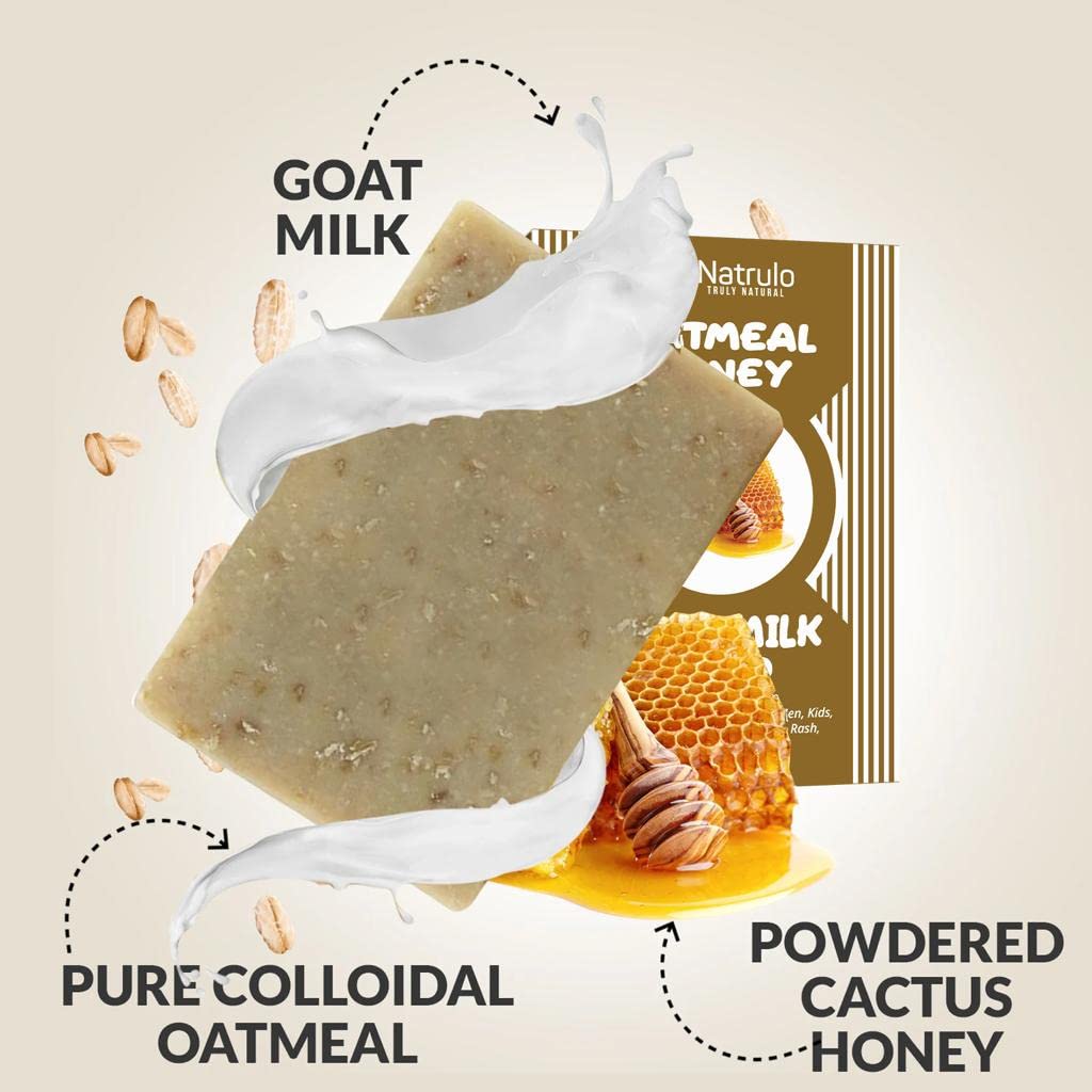 Cactus Honey & Oats Goat's Milk Soap Bar 4 oz - Natural Bar Soap for Women, Men, Kids, Itchy Skin, Eczema, Psoriasis, Rash, Sunb
