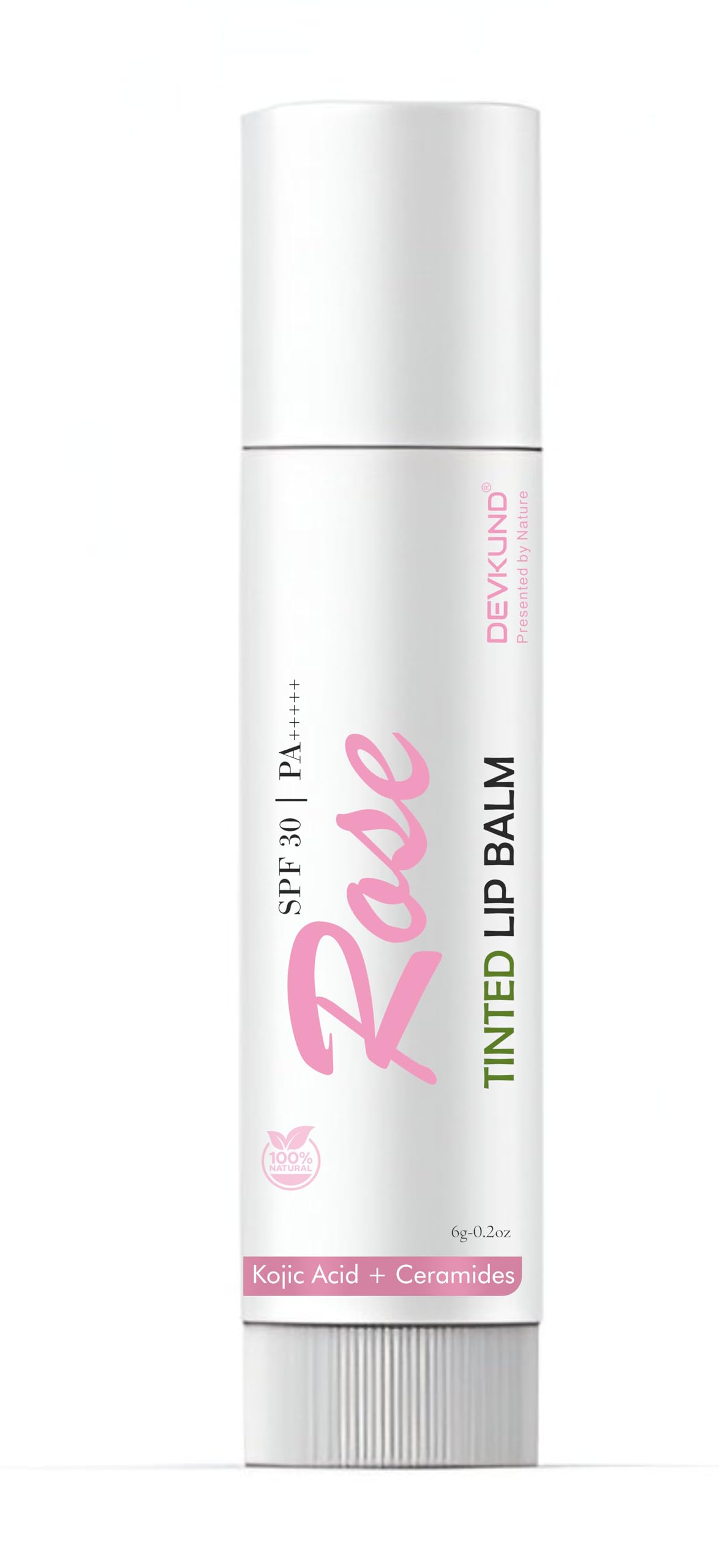 Devkund Presented By Nature Rose Lip Balm With Kojic Acid & Ceramide | Tinted Lip Balm Spf 30 Pa+++ | Moisturizing, Brightening 