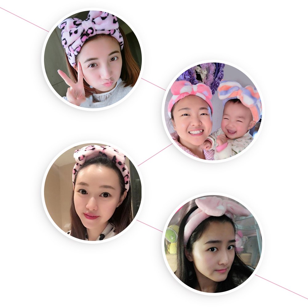 Shintop Women Fashion Lovely Soft Carol Fleece Bowknot Bow Makeup Cosmetic Shower Elastic Hair Band Hairlace Headband (Purple St