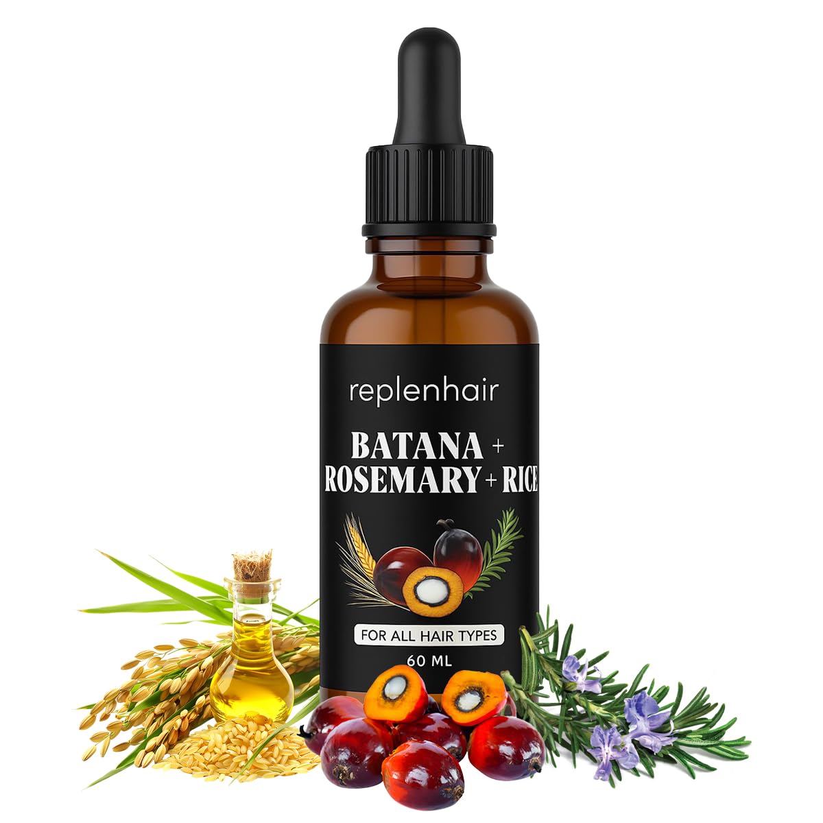 Replenhair Batana Oil for Hair Growth Oil with Rosemary Castor, 100% Pure, Organic, ColdPressed, Unrefined Batana from Honduras