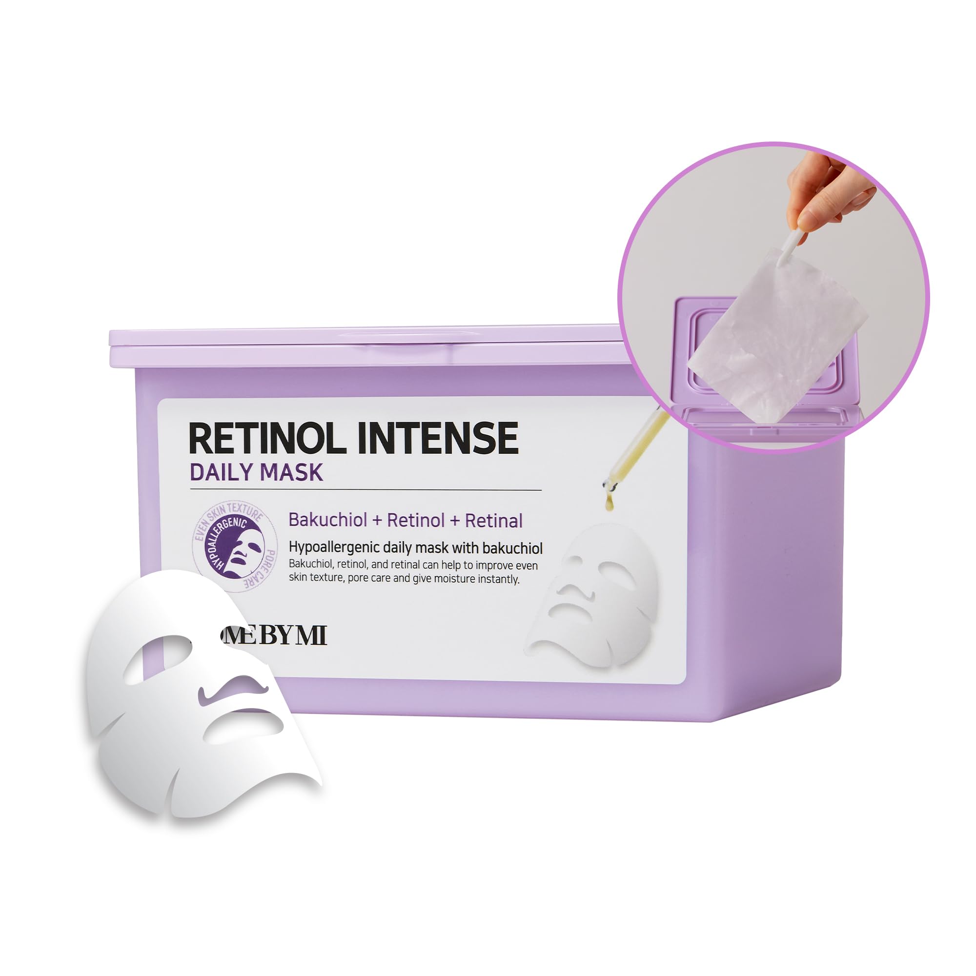 Some By Mi Retinol Intense Daily Mask - 30 Sheets, 11.8Oz - Mild Korean Retinol Vegan Face Sheet Mask For Glass Skin Routine - S