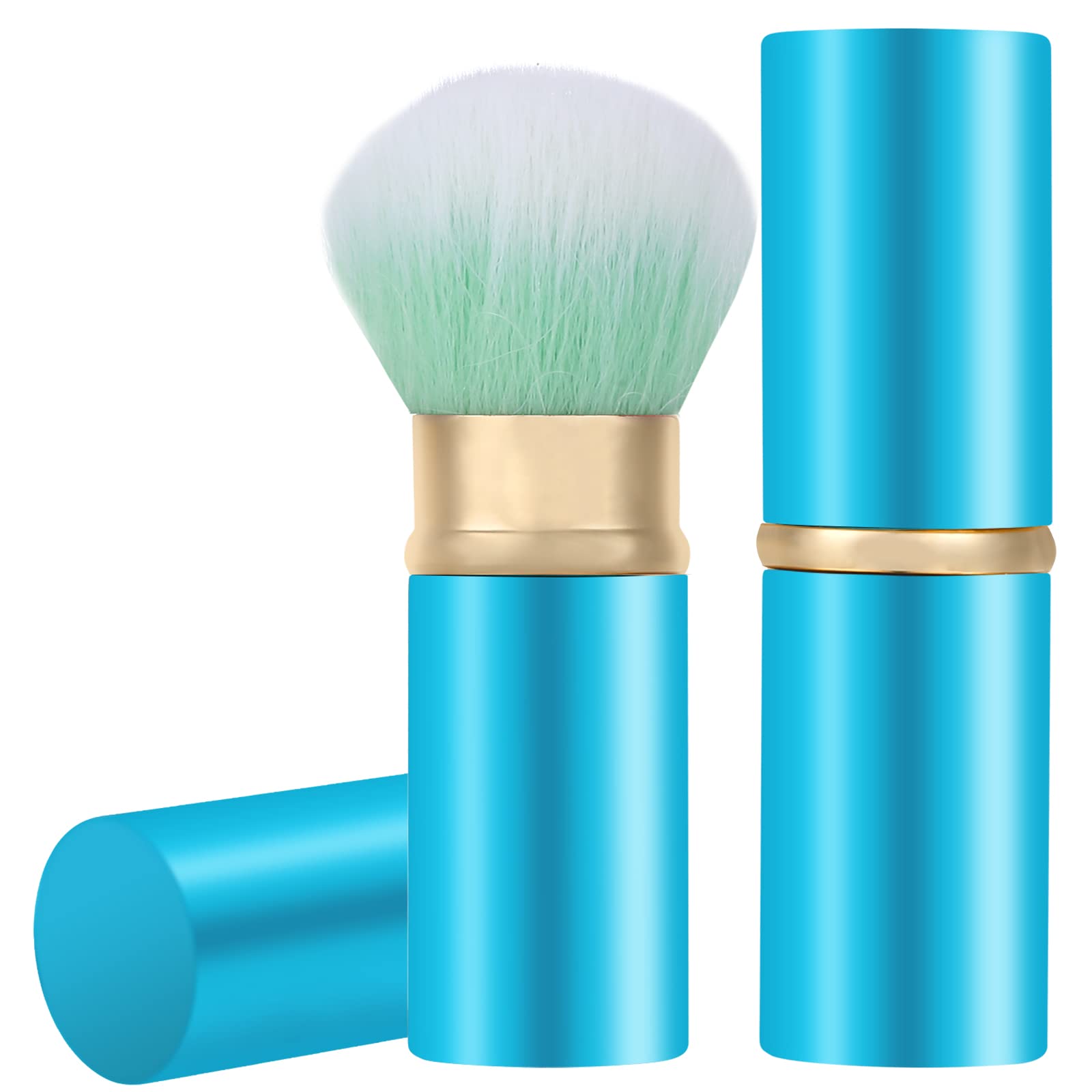 Falliny Retractable Kabuki Makeup Brushes, Travel Face Blush Brush, Portable Powder Brush with cover for Blush, Bronzer, Buffing