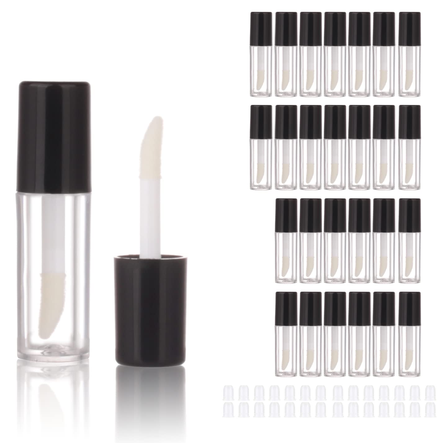 COSIDEA 26pcs Empty Black 0.8ml mini lip gloss tubes Sample size lipgloss containers for sample sack lip oil DIY