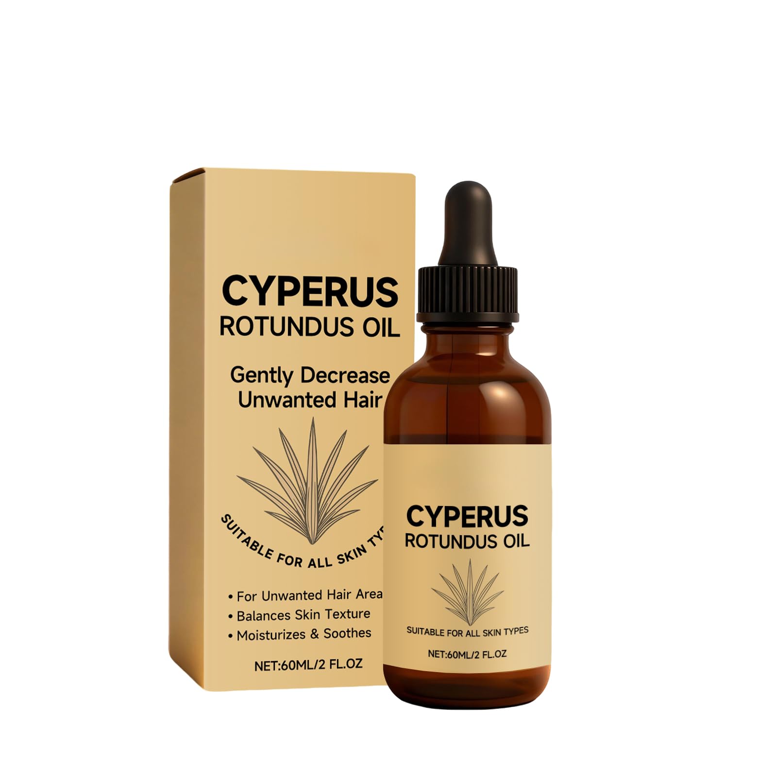 Cyperus Rotundus Oil, Hair Removal and Skin Care Oil, Helps Reduce Body Hair, Moisturizing, Soothing, FastAbsorbing For All Ski