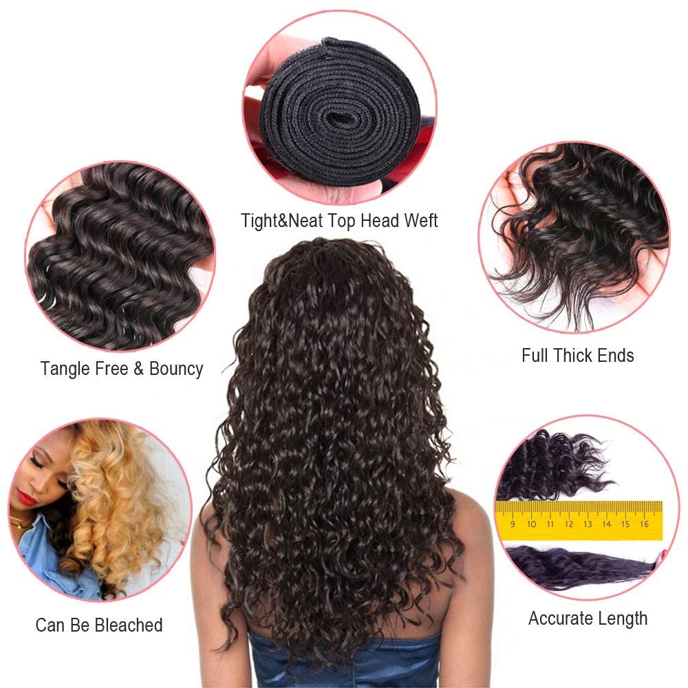 Brazilian Human Hair Bundles Deep Wave (20 22 24 26) 12A Grade 100% Unprocessed Virgin Remy Deep Curly Human Hair Weave Bundles