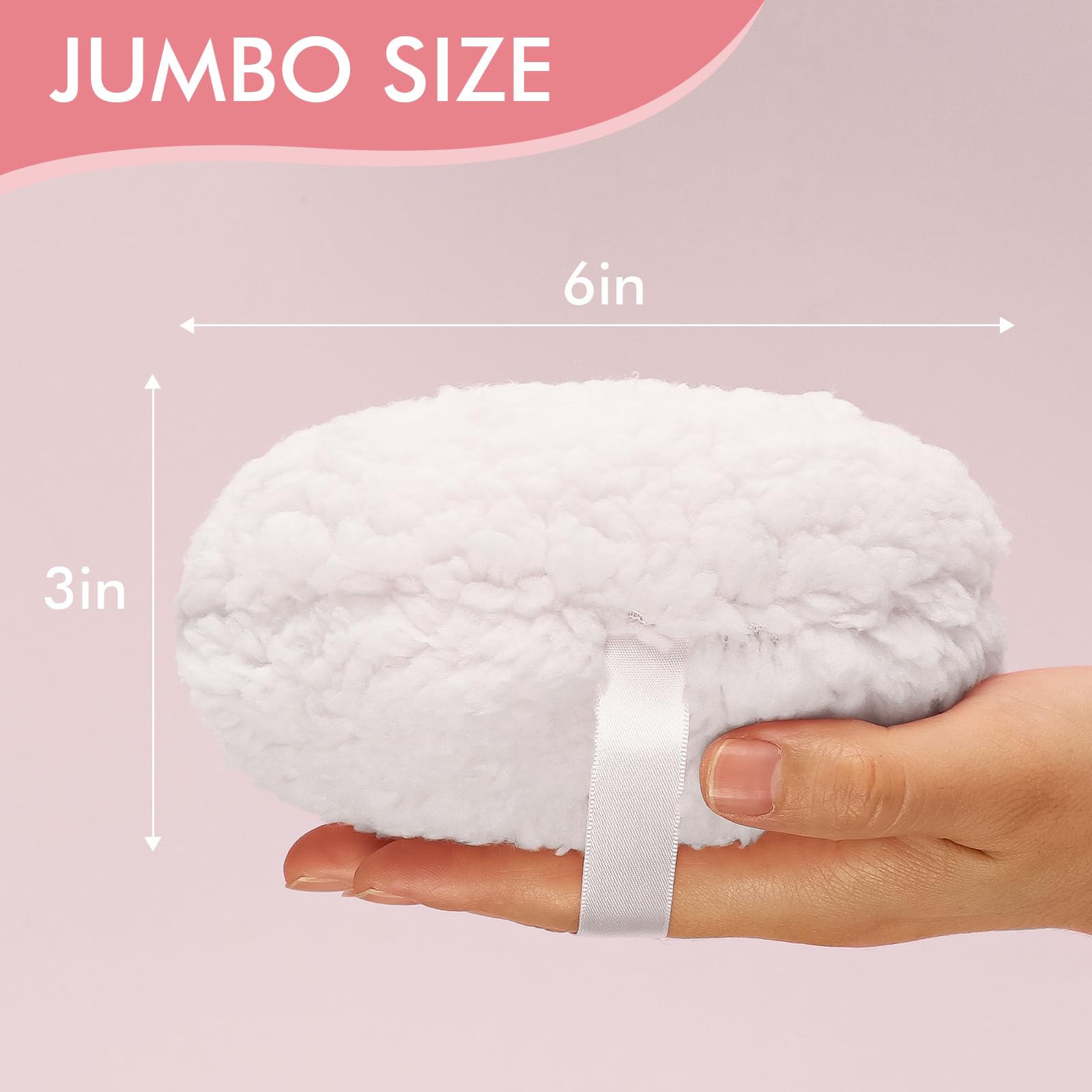 WSYUB Powder Puff, 6 Inch Body Powder Puff, Extra-Large Powder Puff,Soft Powder Puffs for Body Powder,White