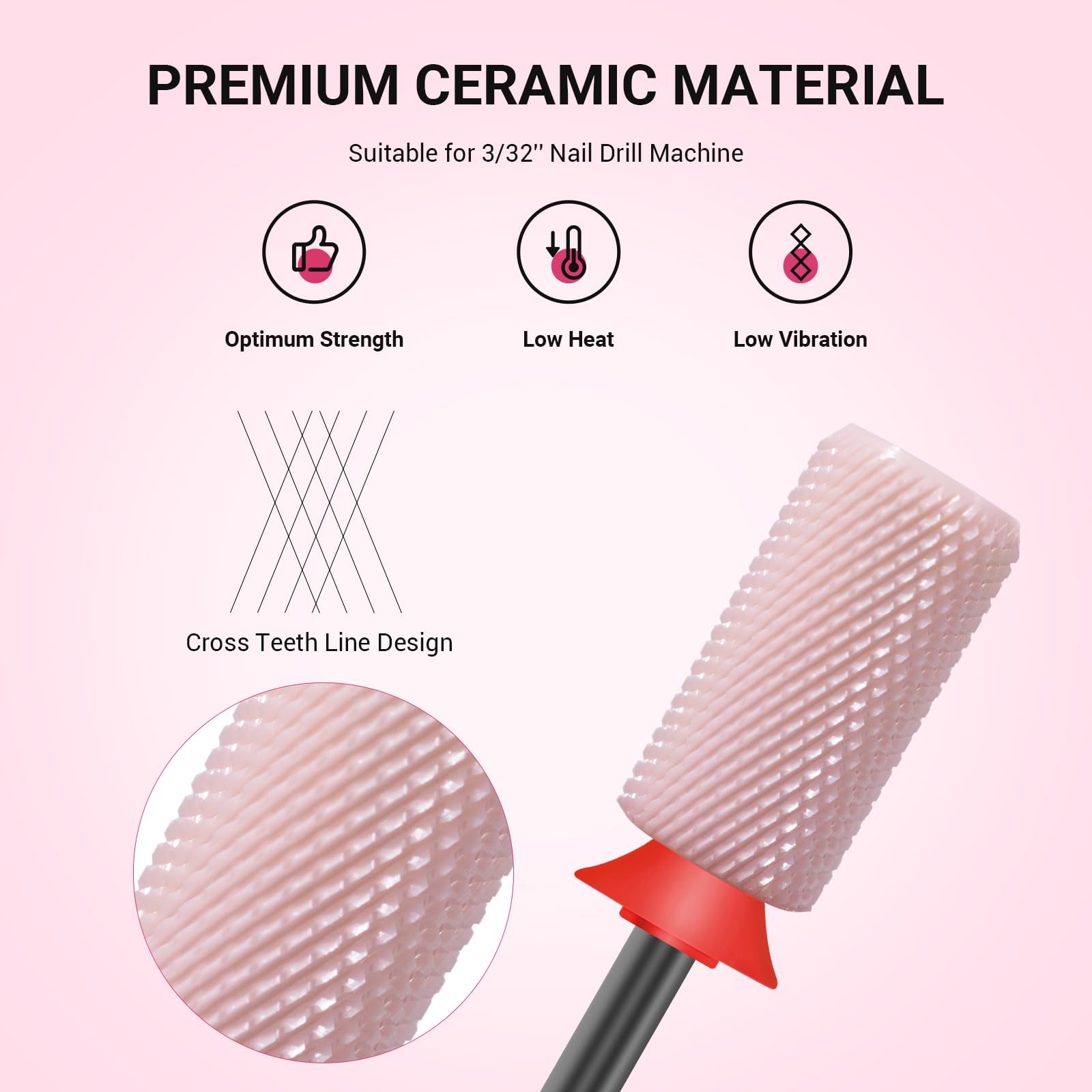 Melodysusie Ceramic Nail Drill Bits, 3/32'' Chamfer Flat Top Large Barrel Bits, Fast Remove Acrylic Or Hard Gel, Nail Tool For M