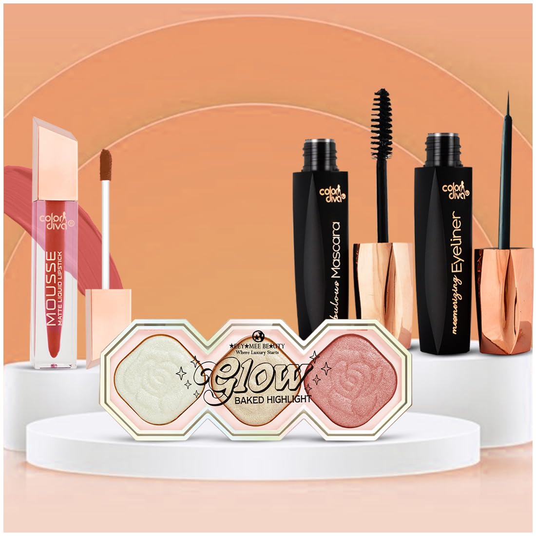 Adbeni Office Chic Collection | Eyeliner, Mascara, Lipstick & 2 In 1 Blush Highlighter