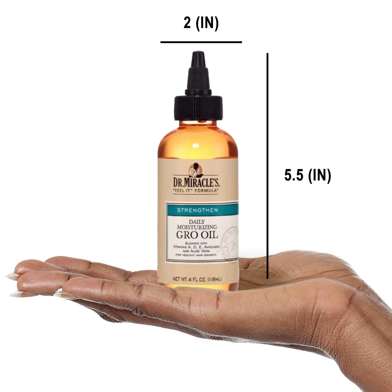 Dr. Miracle's Daily Moisturizing Gro Oil, 4 Fl Oz - Vitamins A, D, E, Avocado & Aloe Vera for Healthy Hair Growth