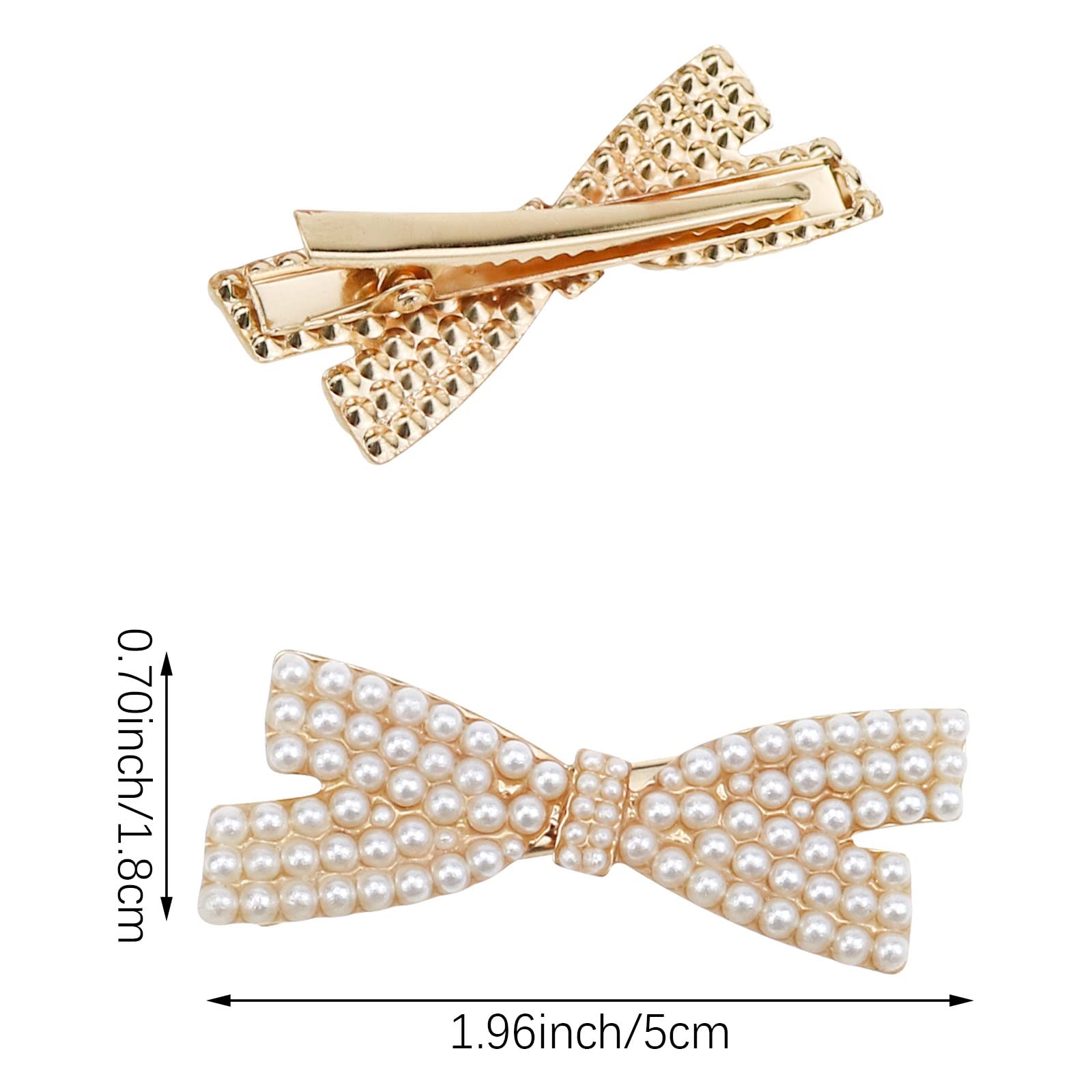 10 Pcs Pearl Bow Hair Clips Duckbill Hair Claw Clips Gold Metal Hair Clip Elegant Cute Hair Pins Hair Accessories Headwear Styli