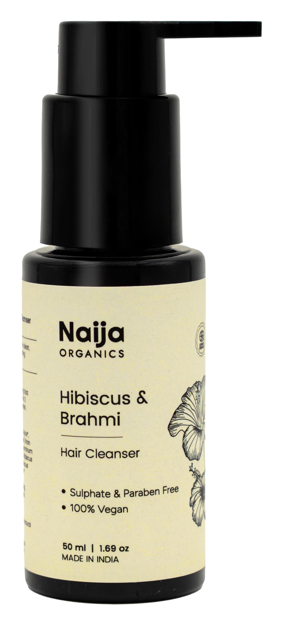 Naija Organics Mini Shampoo For Travel | Anti Hairfall Shampoo | Ecocert Certified Natural Hair Cleanser | Hibiscus & Brahmi For