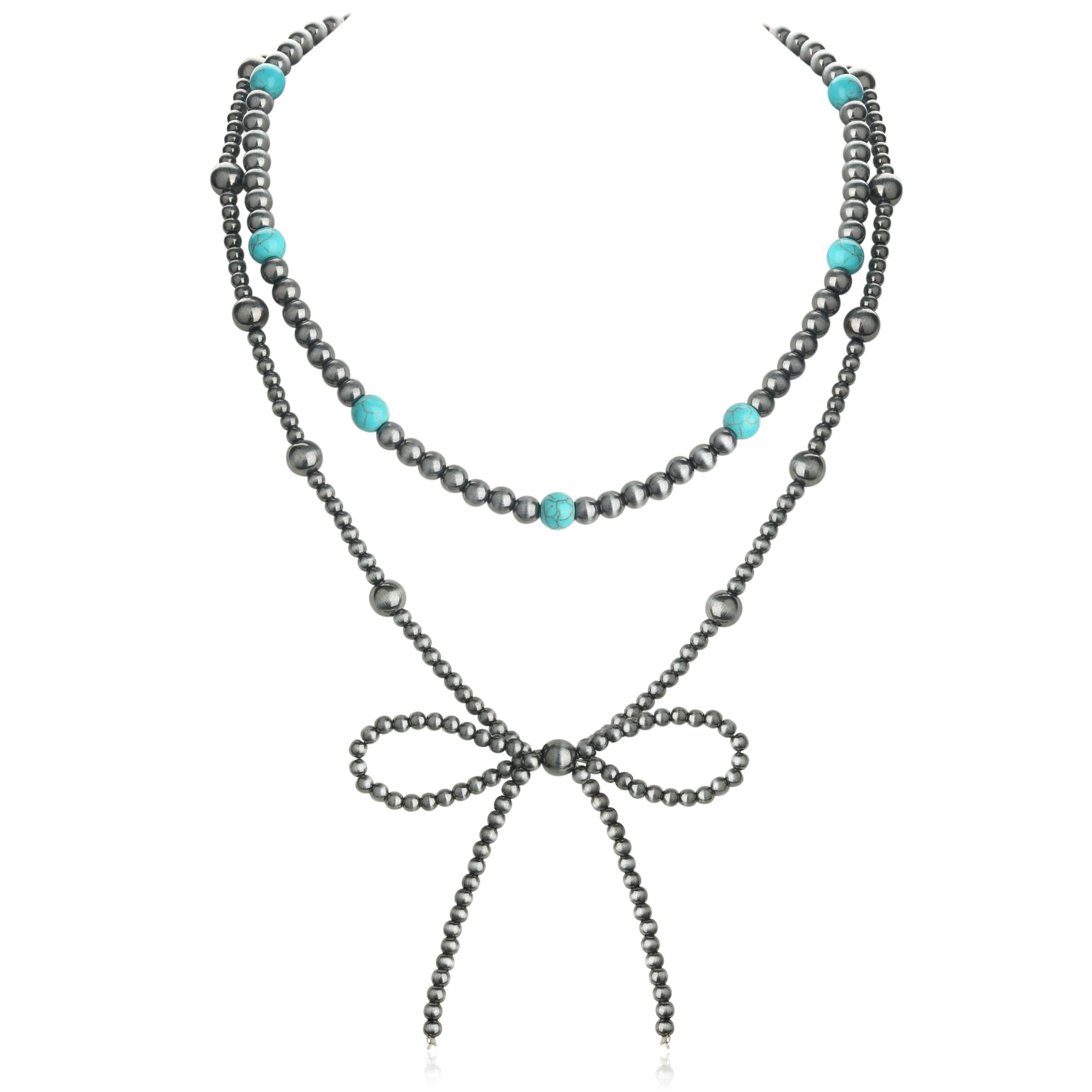 Navajo Pearl Bow Necklace Western Jewelry for Women Cowgirl Turquoise Necklaces Jewelry(3)