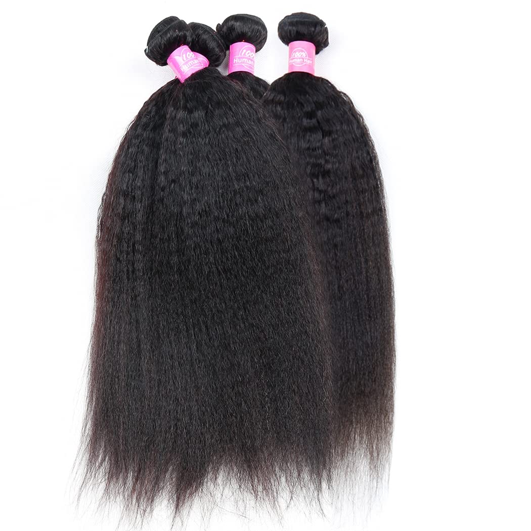 Odir Kinky Straight Human Hair Bundles 18 20 22 24 Inch Unprocessed 9A Brazilian Yaki Straight Virgin Hair 4 Bundles Remy Hair E