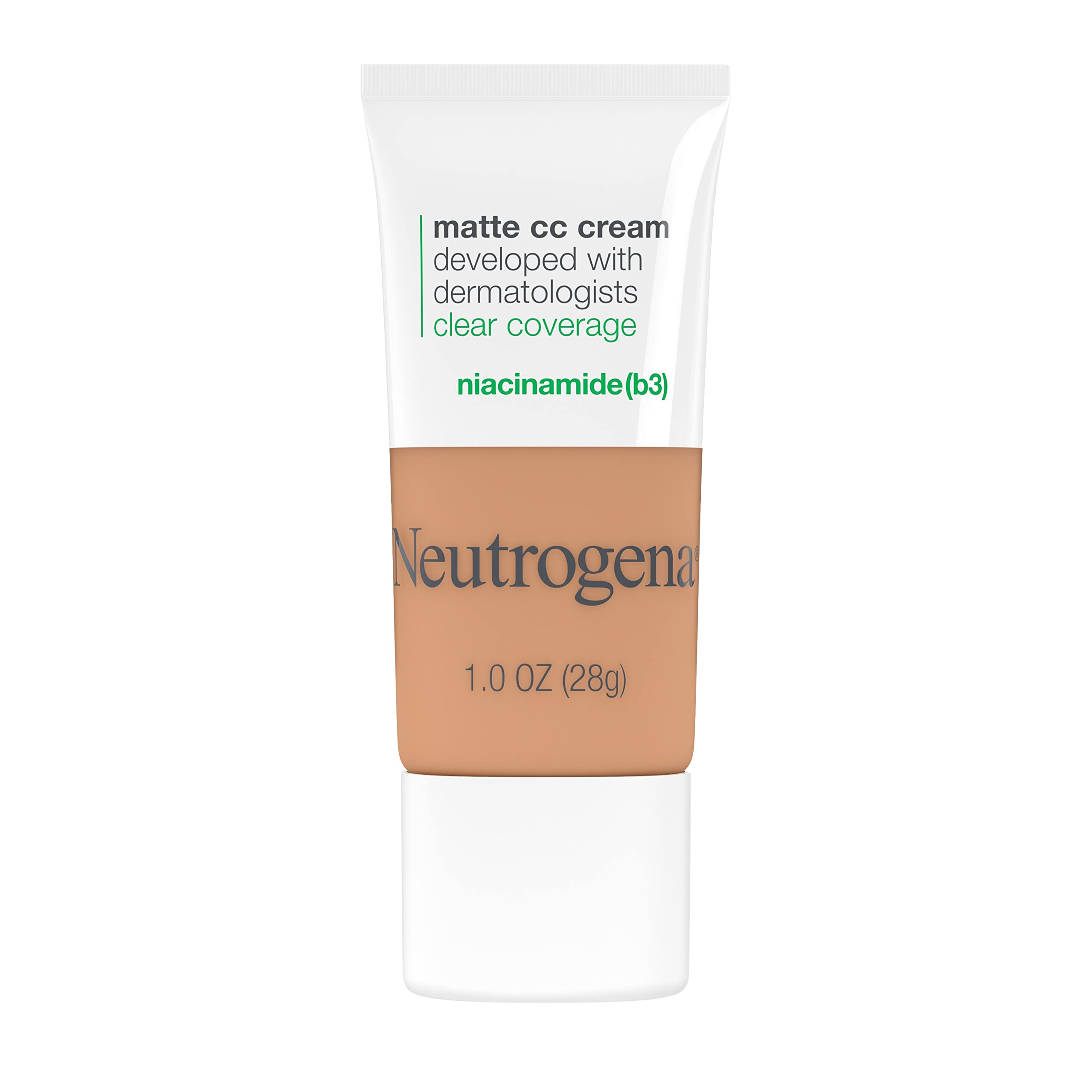 Neutrogena Clear Coverage Flawless Matte Cc Cream, Full-Coverage Color Correcting Cream Face Makeup With Niacinamide (B3), Hypoa