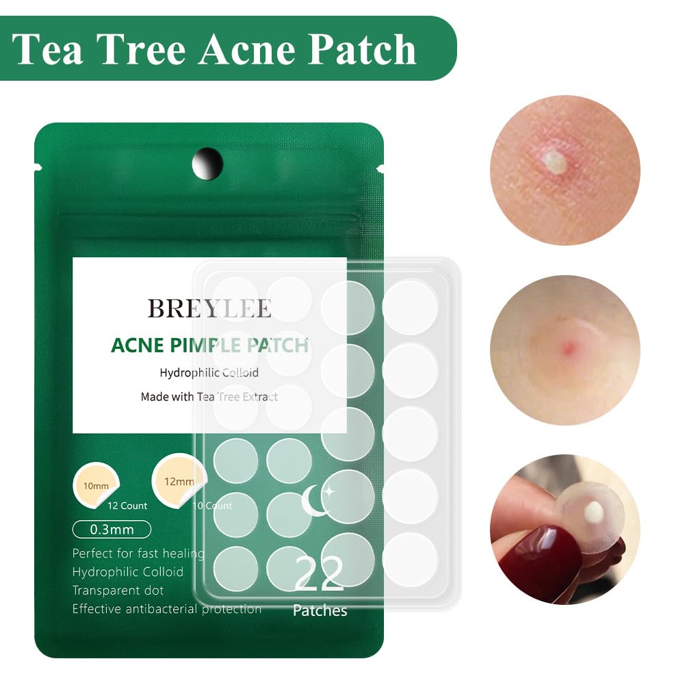 Acne Pimple Patch (66Count), Breylee Tea Tree Oil Pimple Patch Acne Pimple Healing Patch Zit Patch Acne Patch Hydrocolloid Patch