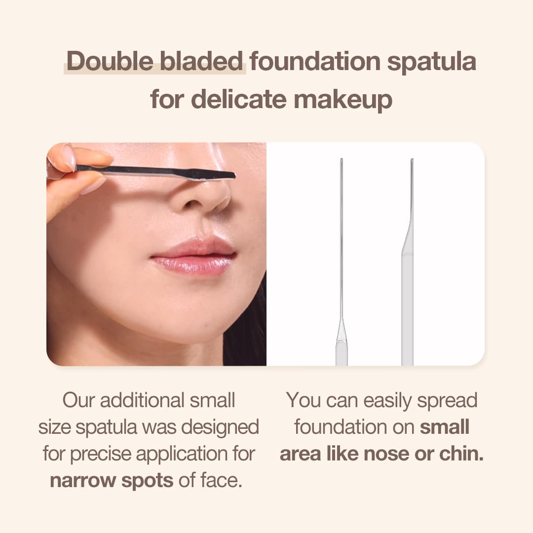 STUDIO17 Foundation Spatula Made of Stainless Steel | Professional Makeup Spatula for Even Application of Foundation | Double Ed
