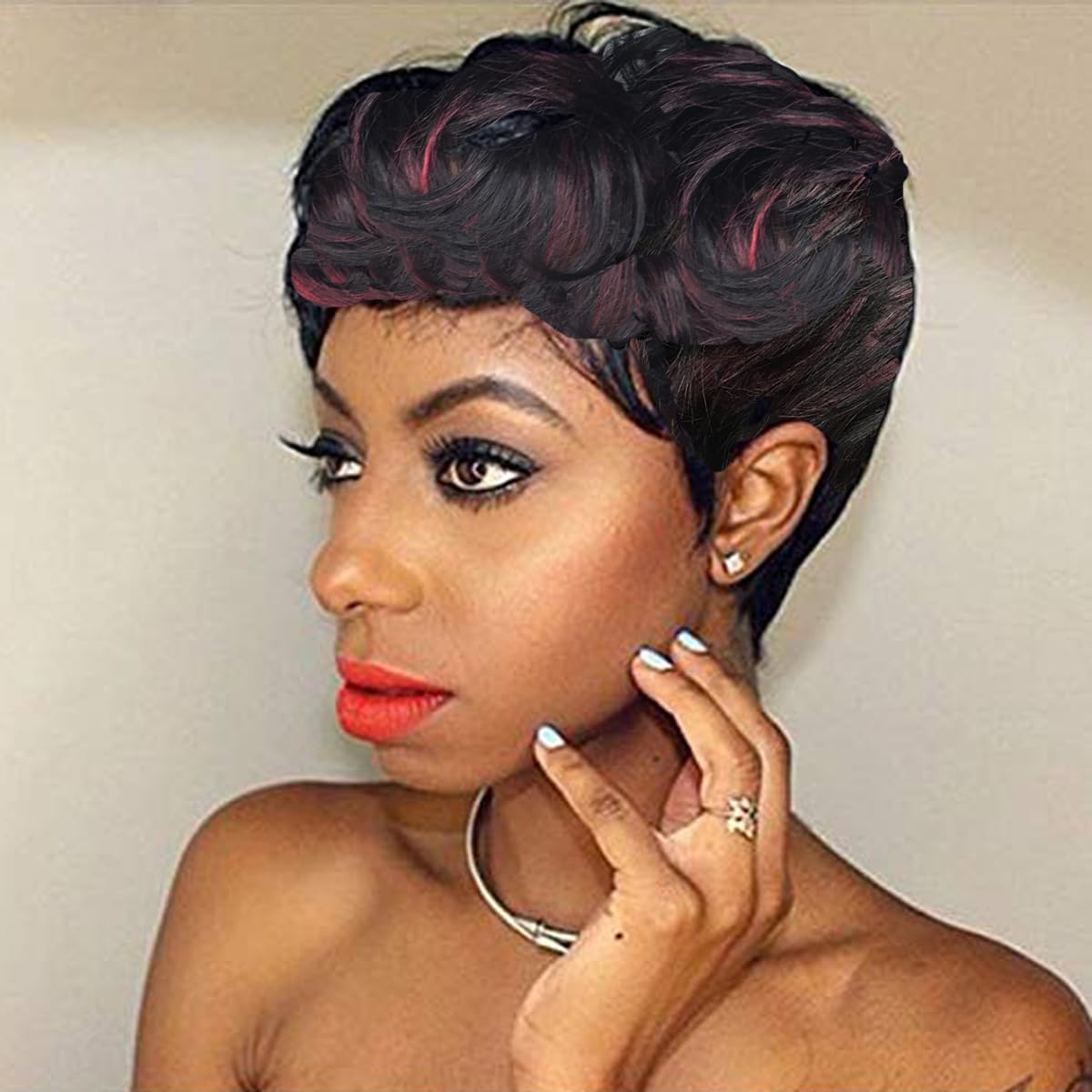HOTKIS Short Human Hair Pixie Cut Wig for Black Women Short Wigs Human Hair Pixie Wigs Short Human Hair Wigs for Black Women Nat