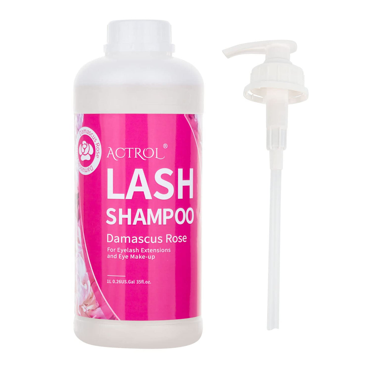 ACTROL Eyelash Extension Cleanser Rose 1L Natural Lash Extension Shampoo Professional Eyelid Foaming Cleanser Paraben & Sulfate 