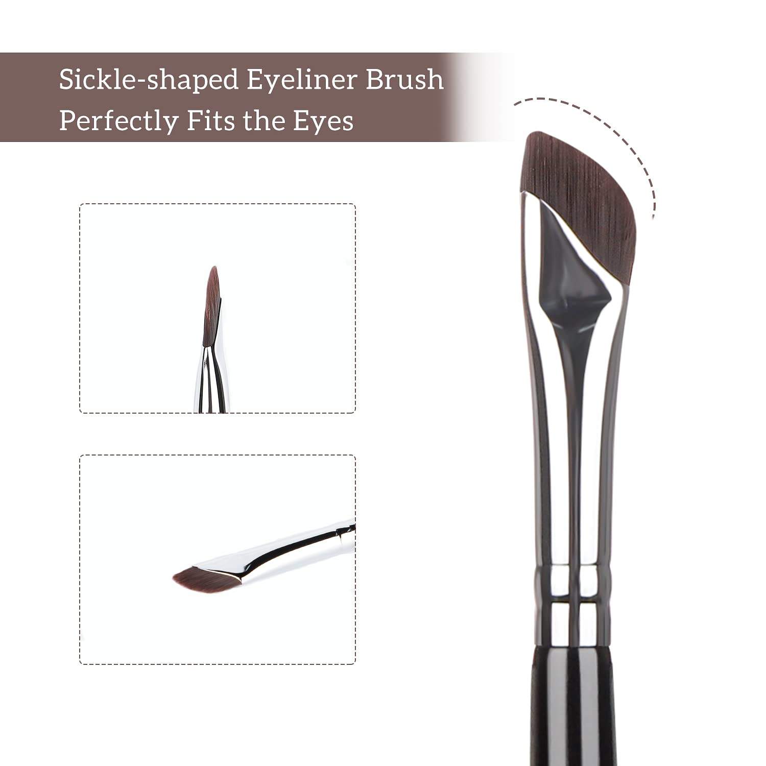 Etercycle Eyeliner Brushes Set, Fine Angled Eyeliner Eyebrow Concealer Brushes, Upgraded Sickle Ultra Thin Slanted Flat Angle fo