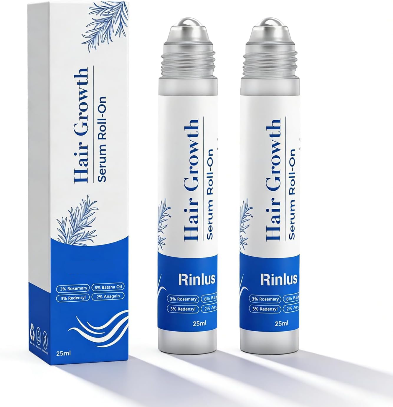 Hair Growth SerumRoll On, 2 PCS Rosemary & Batana oil, NoRinse | For Thinning Hair & All Hair Men & Women