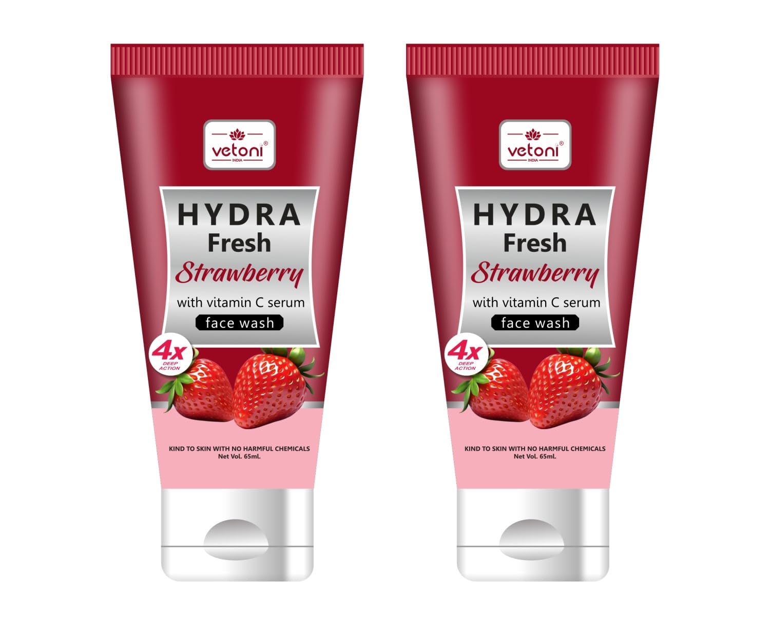 Vetoni Strawberry Face Wash For Men And Women With Vit C Serum For Deep Cleansing