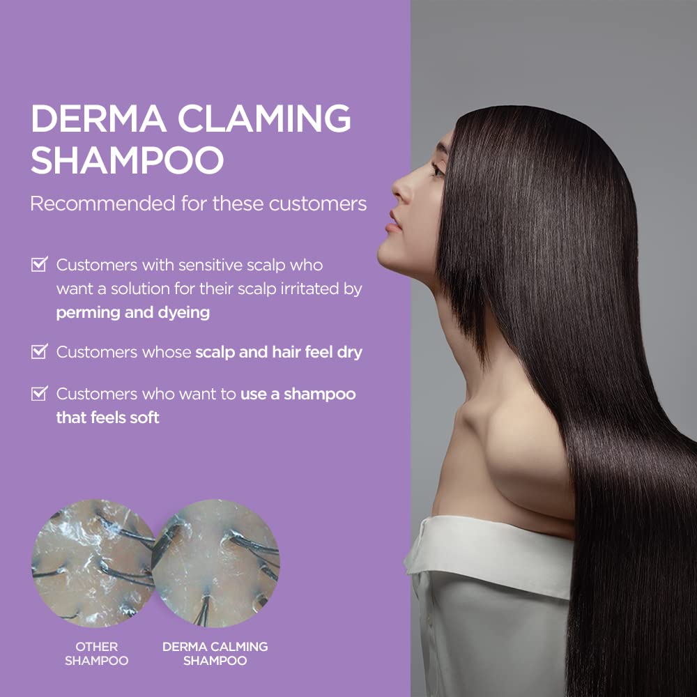 Ayunche Derma Calming Shampoo 11.8Oz [For Dry & Sensitive Scalp] | Gentle Hydrating Scalp Care | Strengthen Scalp Barrier | Vega