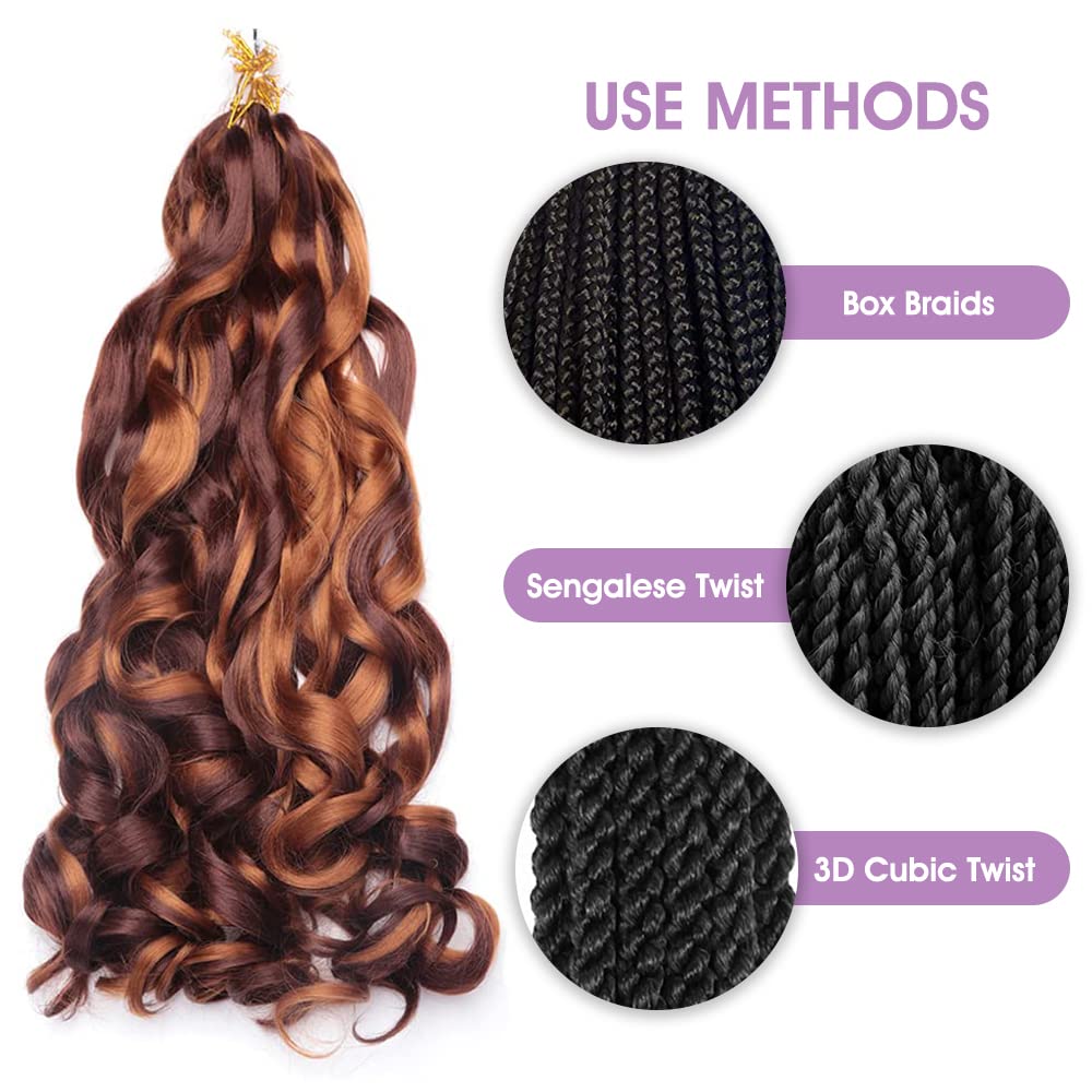 Amir Hair 8 Packs French Curly Braiding Hair 20 Inch Loose Wave Braiding Hair Pre Stretched Synthetic Hair Extensions (30-33#)