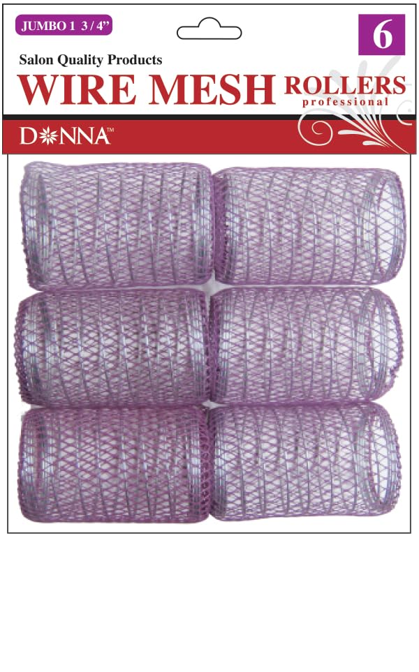 DONNA Wire Mesh Rollers 1.75''(D) JUMBO 6PCS Foam Hair Rollers Hair Curlers Hair Clips for Hairdressing Styling Heatless Hair Cu