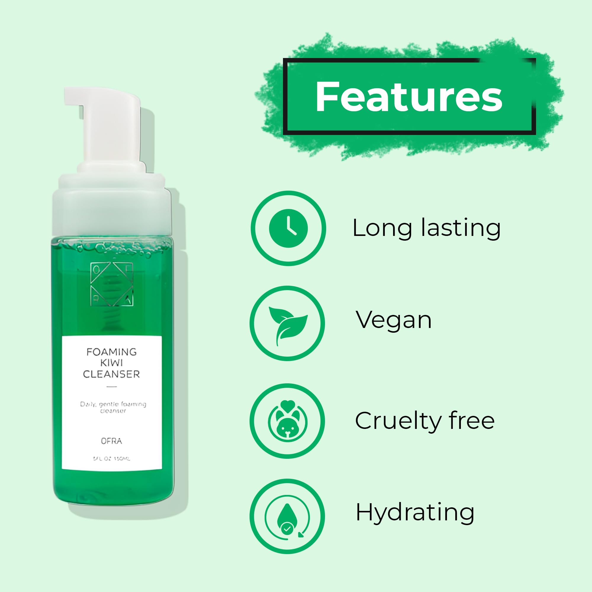 Ofra Foaming Cleanser for Women, Kiwi, 5 Ounce