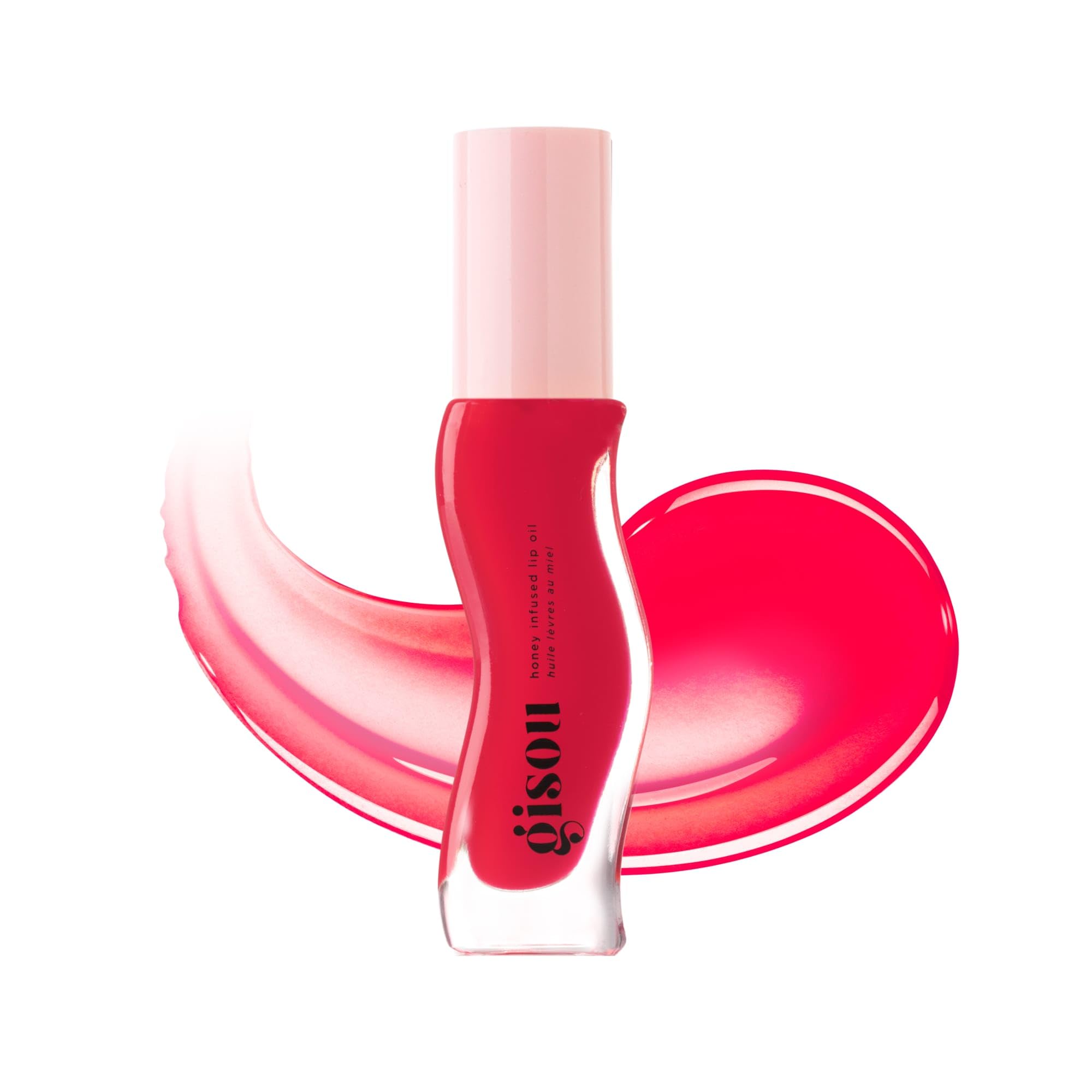 Gisou Honey Infused Hydrating Lip Oil, Nourishing Lip Moisturizer for Dry Lips, High Shine, Smooth Finish, Sheer Pinky Red Shade